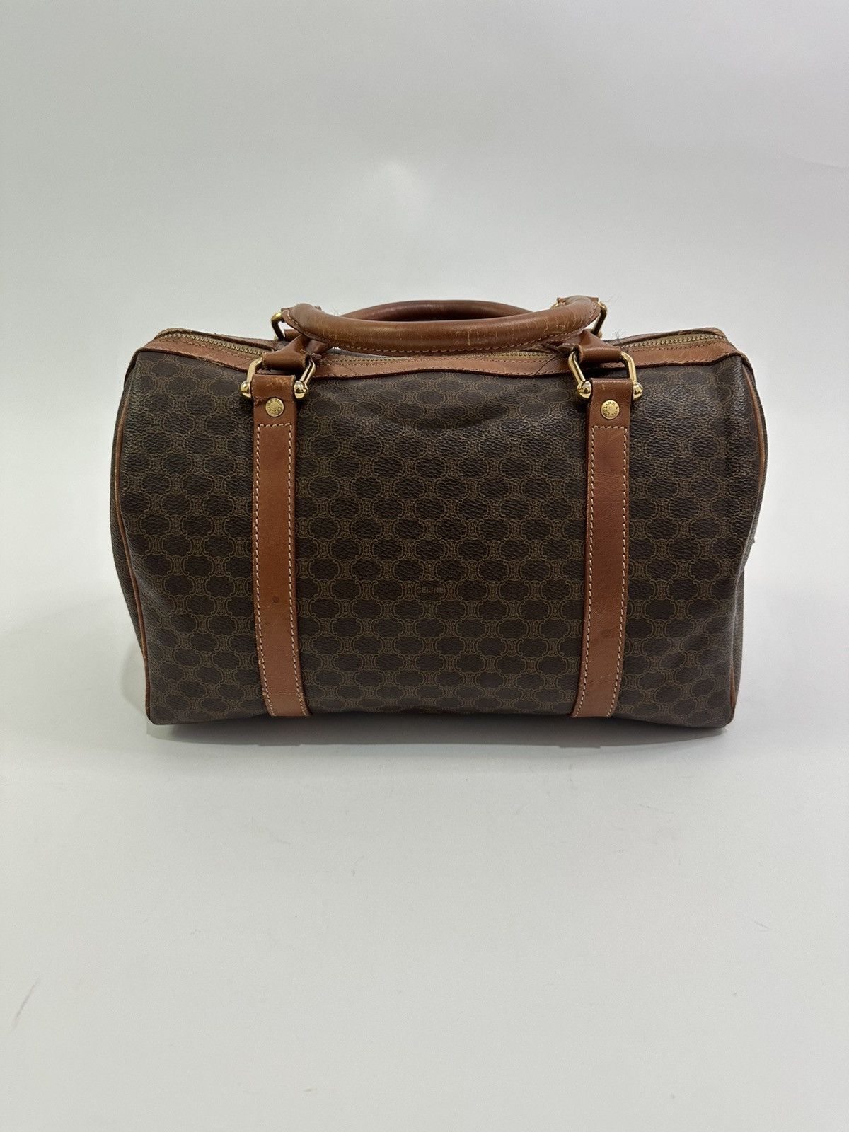 Celine × Vintage Céline Brown Macadam Coated Canvas Boston Bag Size ONE SIZE - 1 Thumbnail