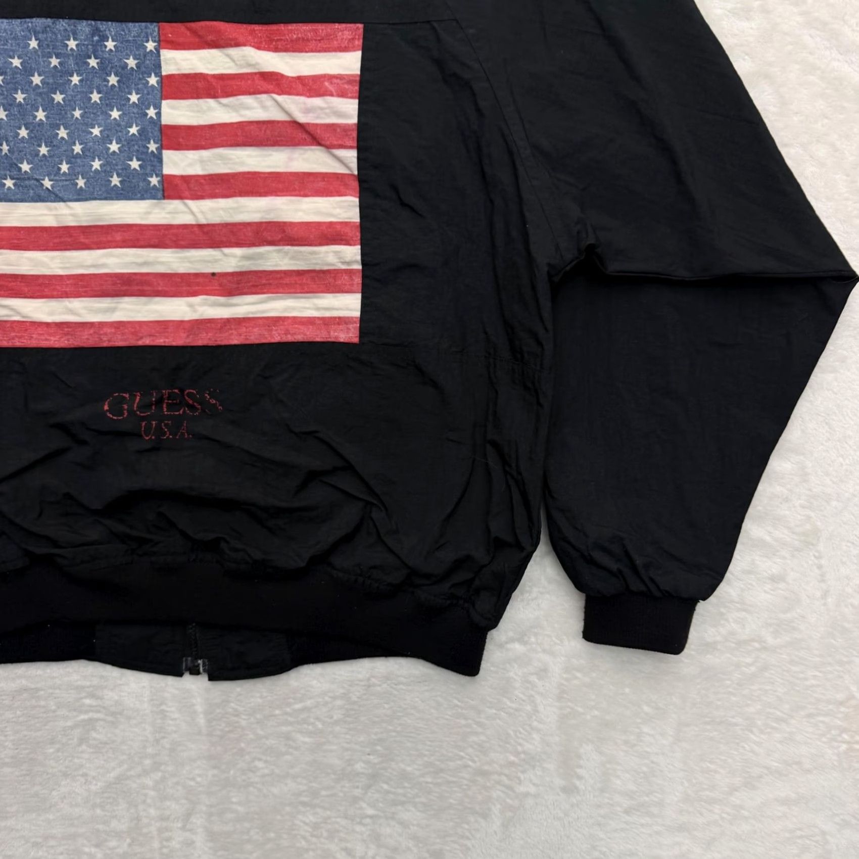 Guess VINTAGE GUESS Georges Marciano Bomber Jacket Mens One Size Black USA Flag Size US M / EU 48-50 / 2 - 6 Thumbnail
