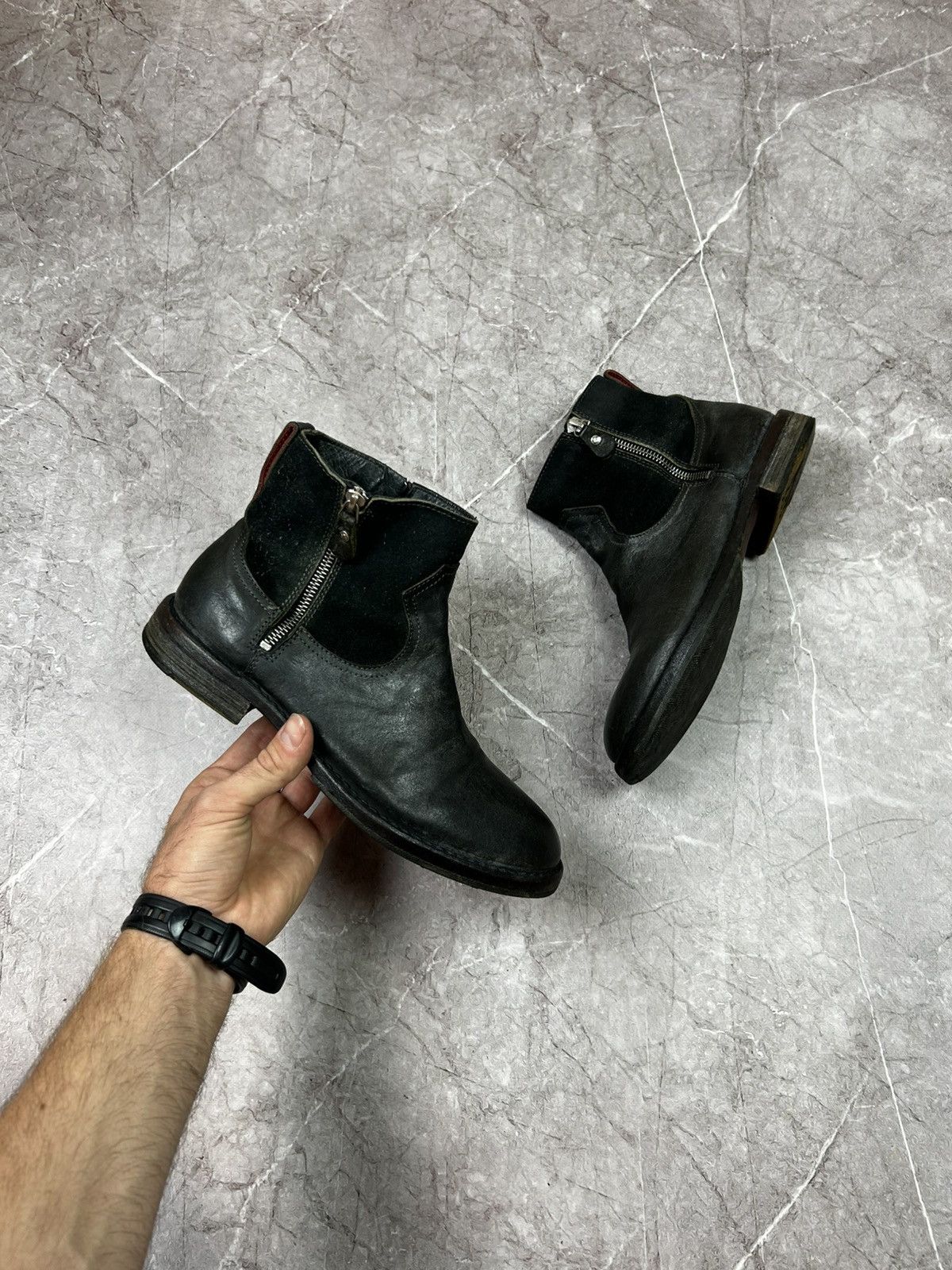 MoMA Women's Moma Biker Chelsea Leather Ankle Boots Dual Zip Size US 9 / IT 39 - 4 Thumbnail