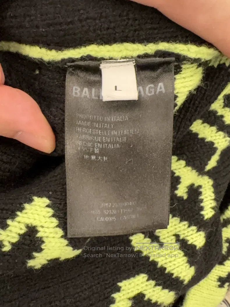 Balenciaga Balenciaga Green Logo Knit Sweater Size US L / EU 52-54 / 3 - 4 Thumbnail