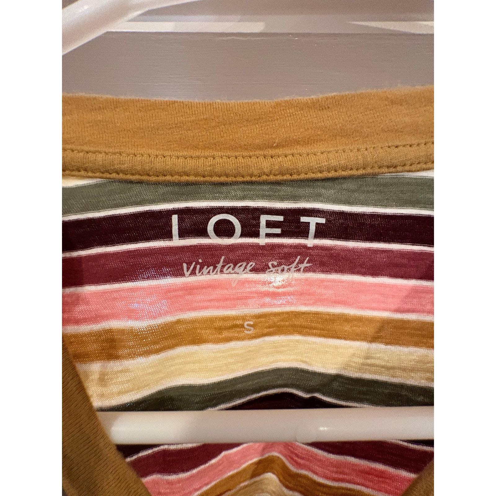 Loft LOFT Vintage Soft Striped Tunic Top Small Pink Mustard Green Size S / US 4 / IT 40 - 3 Thumbnail