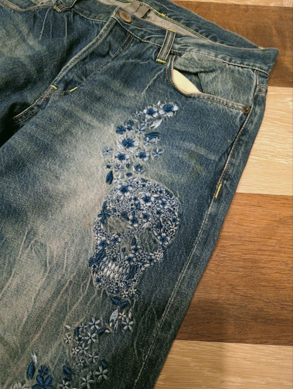Japanese Brand VINTAGE JAPANESE NAMITATSU GADO EMBROIDERY ART JEAN Size US 33 - 4 Thumbnail