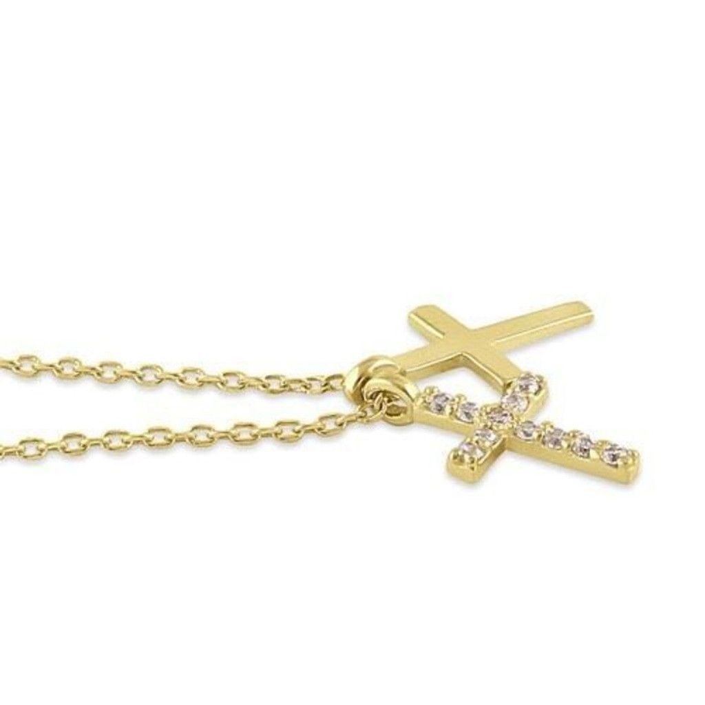 Other Solid 14K Gold Layered Cross Diamond 18”Necklace New Size ONE SIZE - 3 Thumbnail