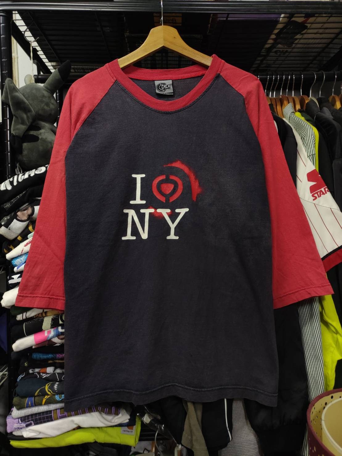 C1RCA Vtg 00's Circa Skateboarding " I LOVE NY " Raglan 3/4 Sleeve Size US L / EU 52-54 / 3 - 3 Thumbnail