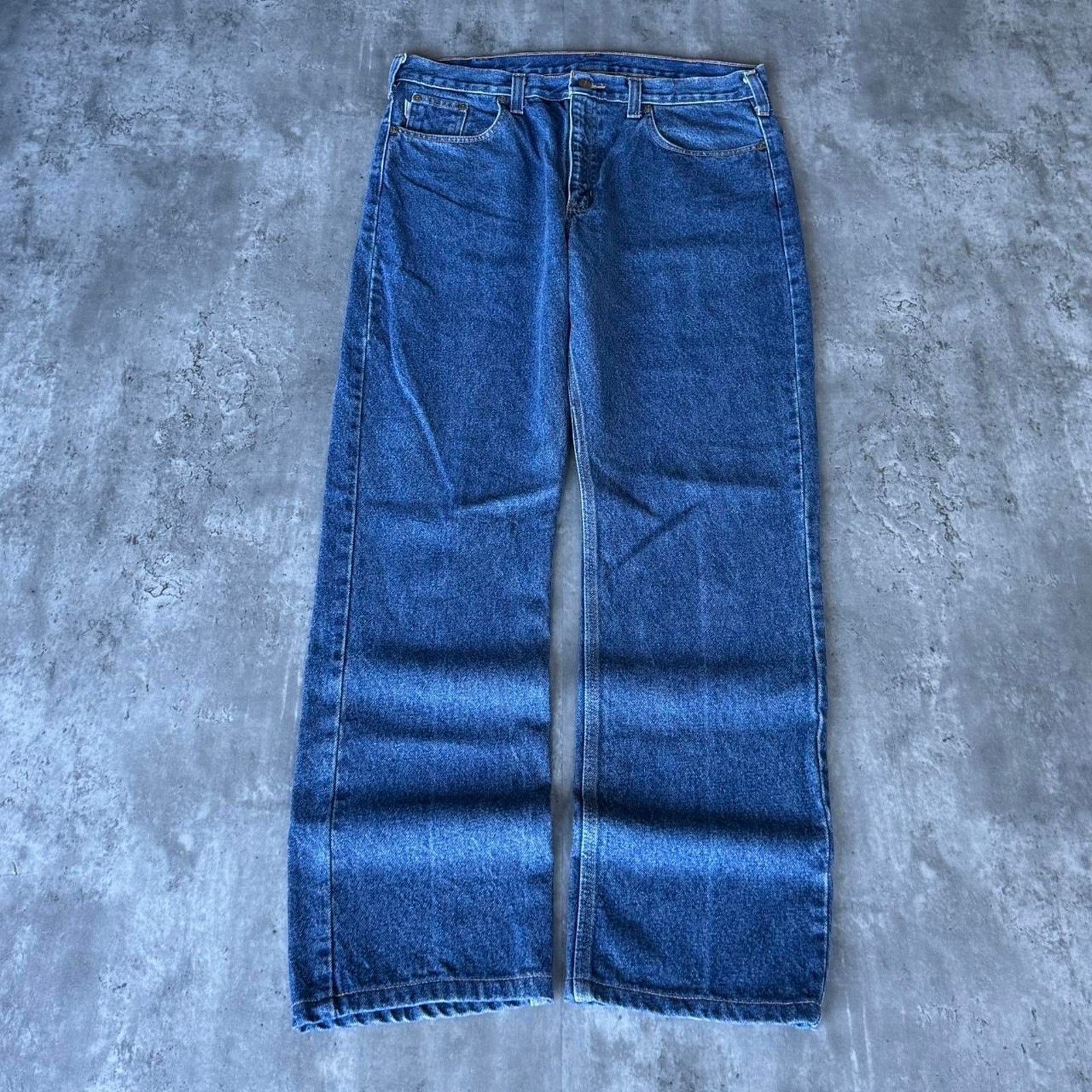 Carhartt × Carhartt Wip × Vintage Vintage Y2K Carhartt Baggy Essential Blue Denim Jeans Size US 36 / EU 52 - 2 Thumbnail