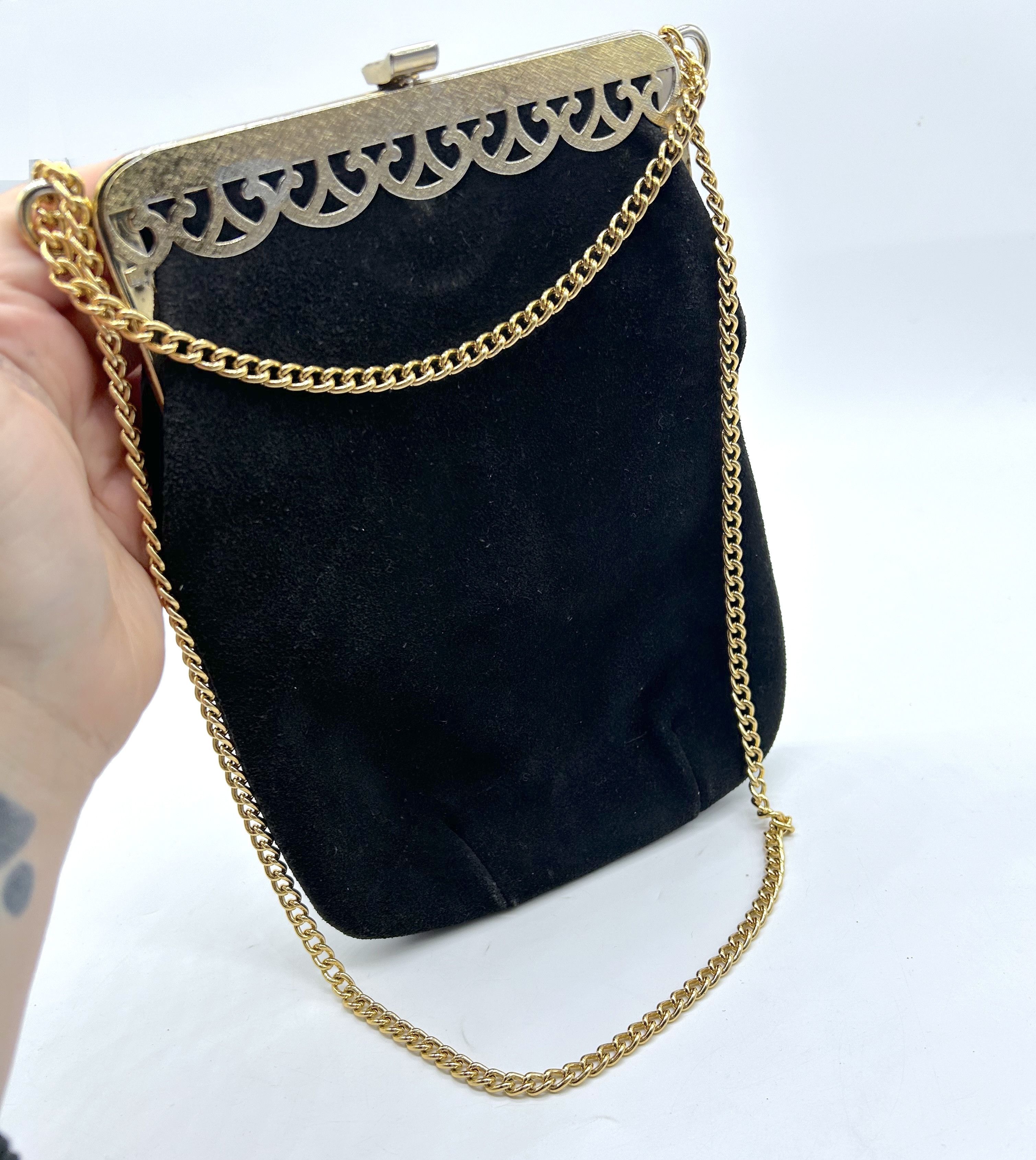 Vintage 1950’s Black Suede Handbag Size ONE SIZE - 3 Thumbnail