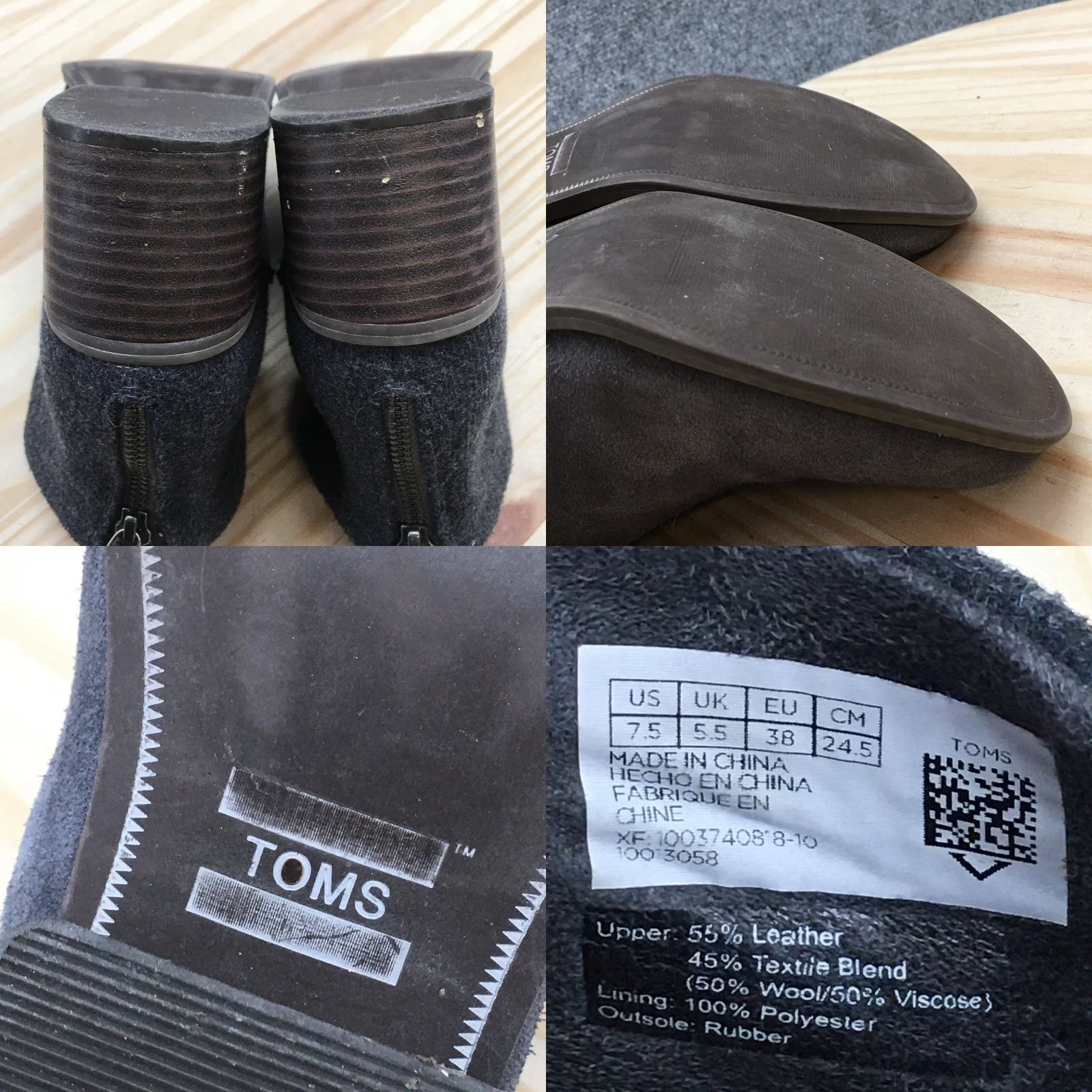 Toms Toms Boots Womens 7.5 Lacy Ankle Bootie Gray Casual Comfort Block Heels 10013058 Size US 8 / IT 38 - 9 Thumbnail