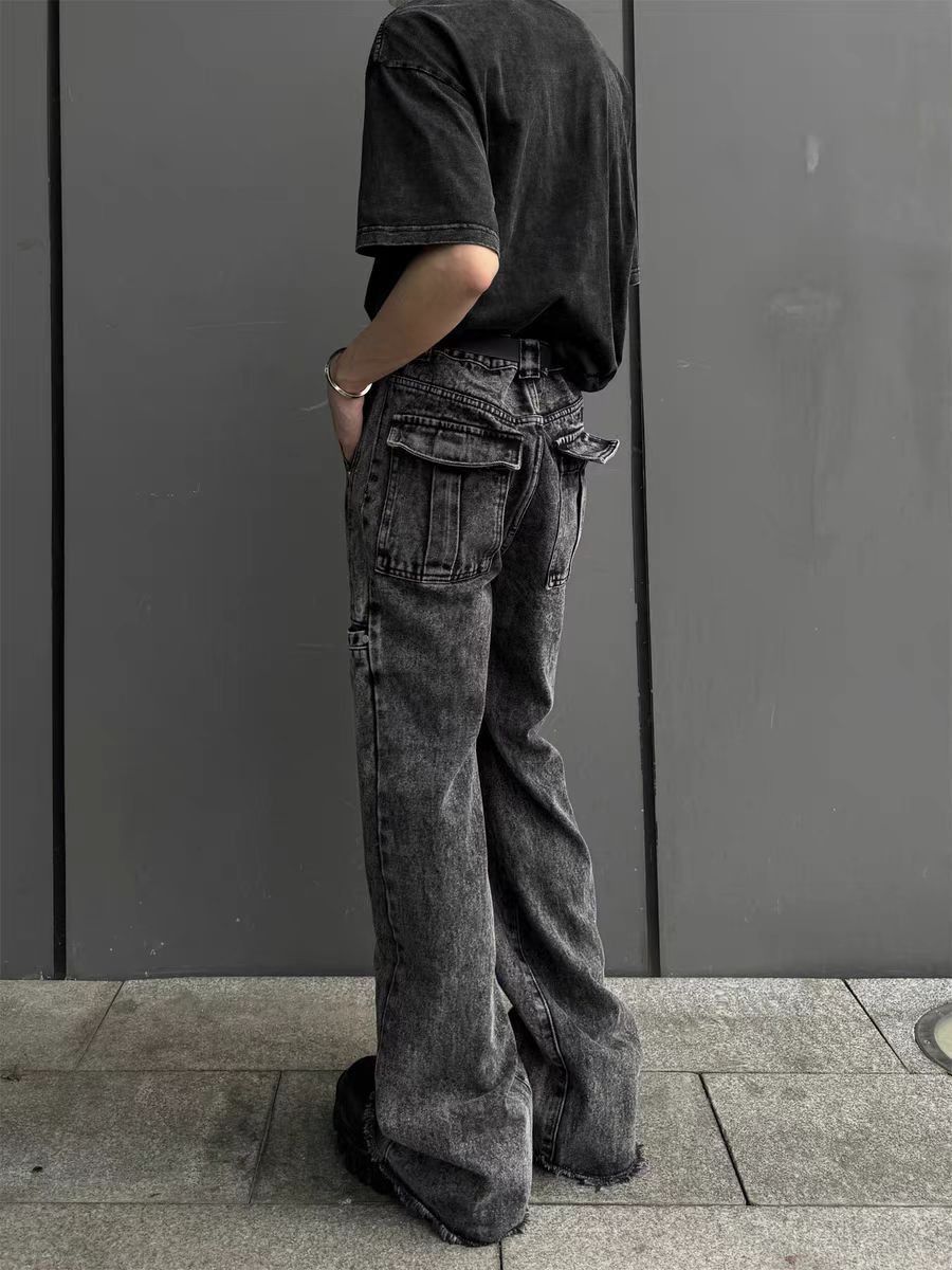 Japanese Brand × Jean Patchwork distressed legged raw edge baggy jeans Size US 30 / EU 46 - 4 Thumbnail