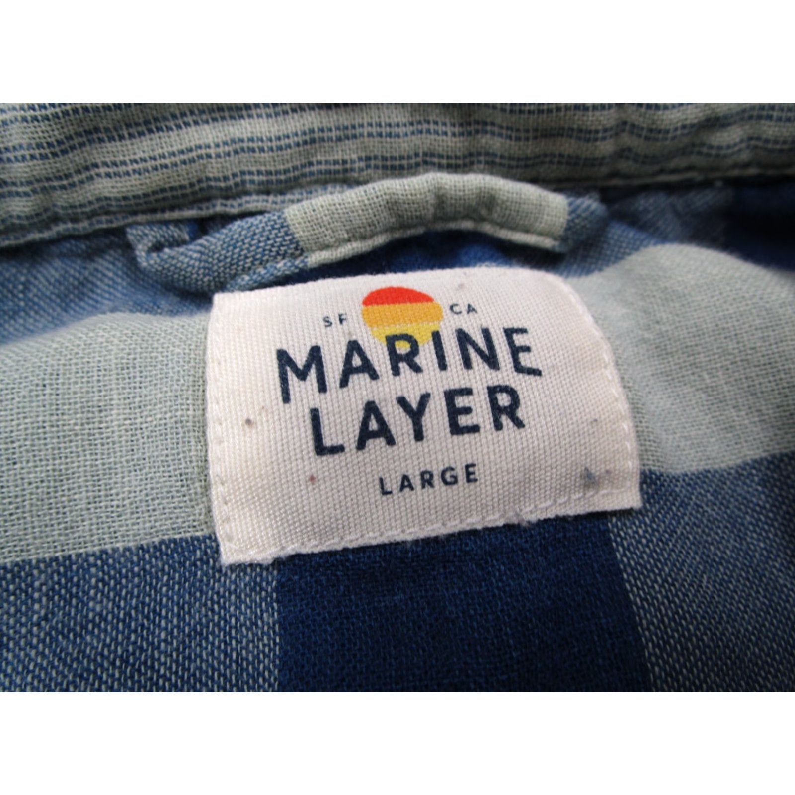 Marine Layer Marine Layer Shirt Mens Large Blue Check Button Up Long Sleeve Work Travel Hike Size US L / EU 52-54 / 3 - 3 Thumbnail