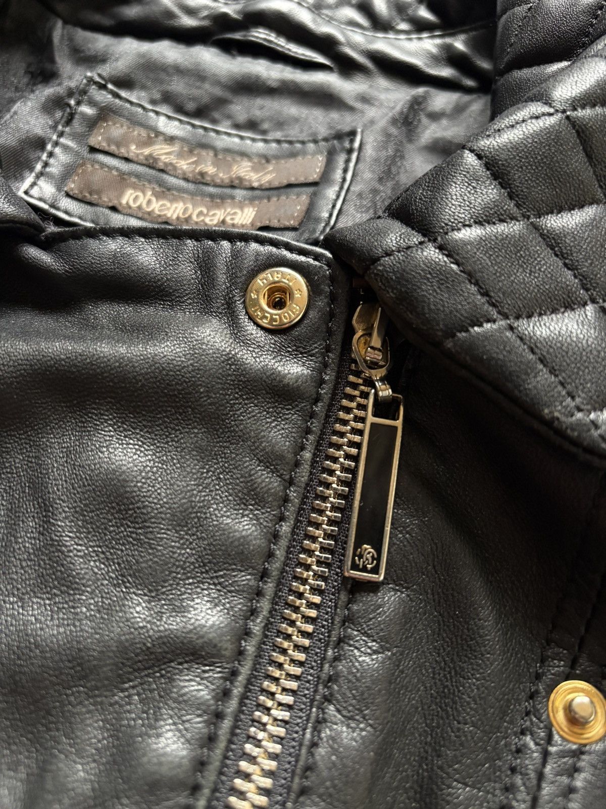 Roberto Cavalli Vintage Roberto Cavalli Avant Garde Biker Leather Jacket Size S / US 4 / IT 40 - 9 Thumbnail