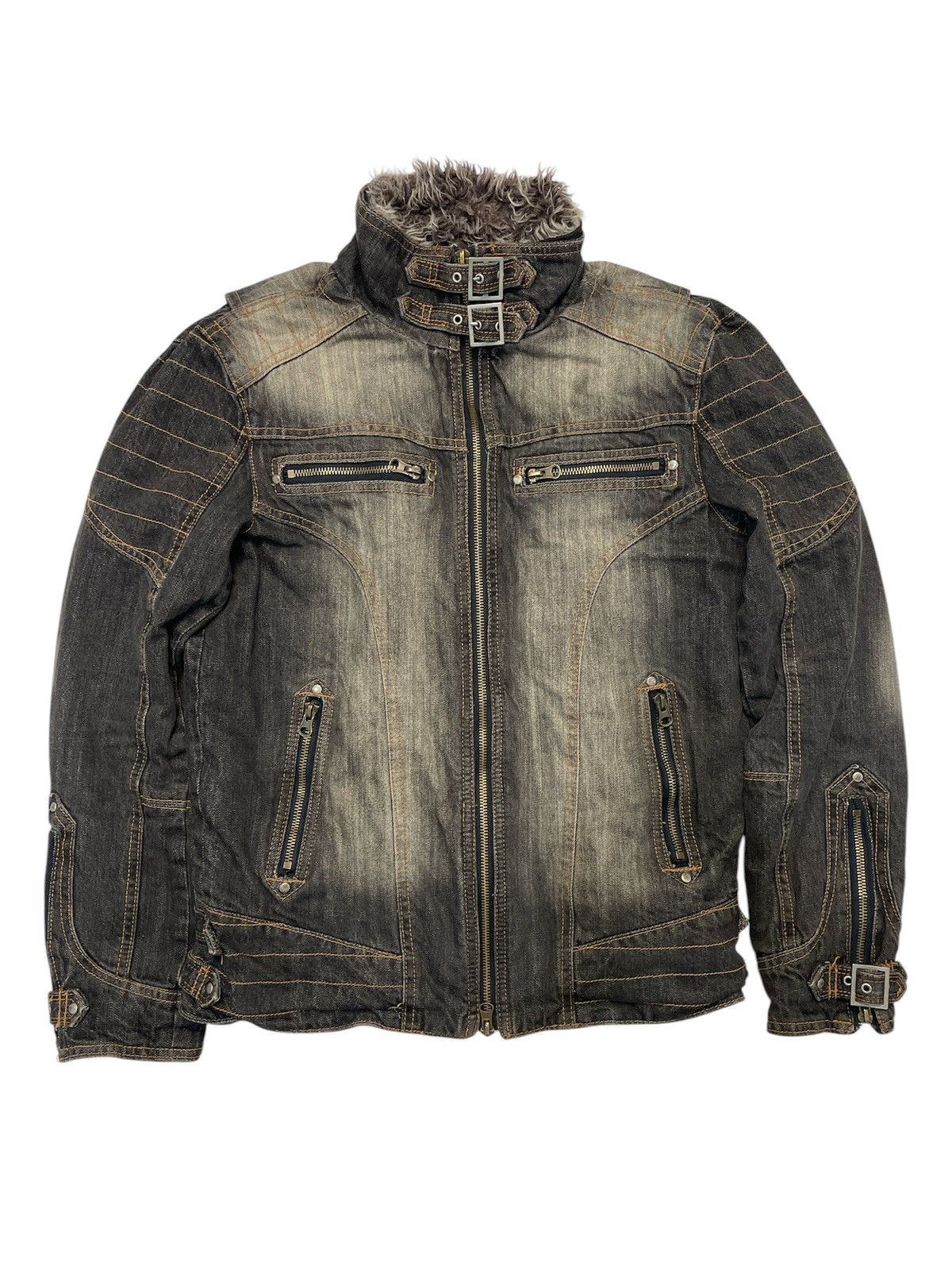 If Six Was Nine Vintage Faded Denim Jacket With Faux Fur Size US M / EU 48-50 / 2 - 1 Thumbnail