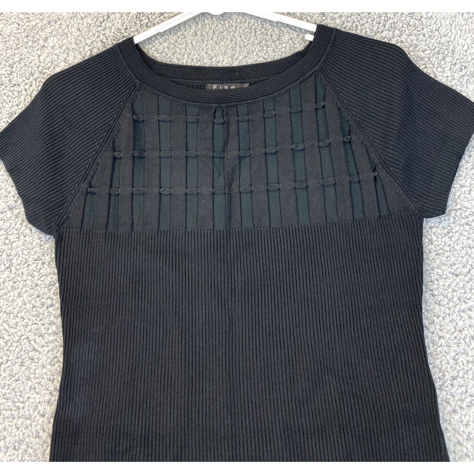 Vintage FINE PARIS COLLECTION Knit Top Women L Black Viscose Short Sleeve Scoop Neck Knit Top Paris Theme Womens Regular Sized L Black Visco Size L / US 10 / IT 46 - 2 Thumbnail