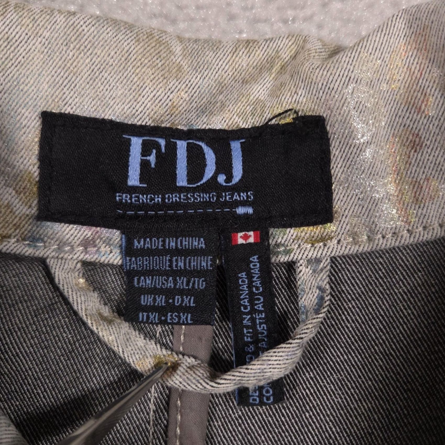 Vintage FDJ French Dressing Jacket Womens XL Gray Animal Print Denim Button Front Size XL / US 12-14 / IT 48-50 - 6 Thumbnail
