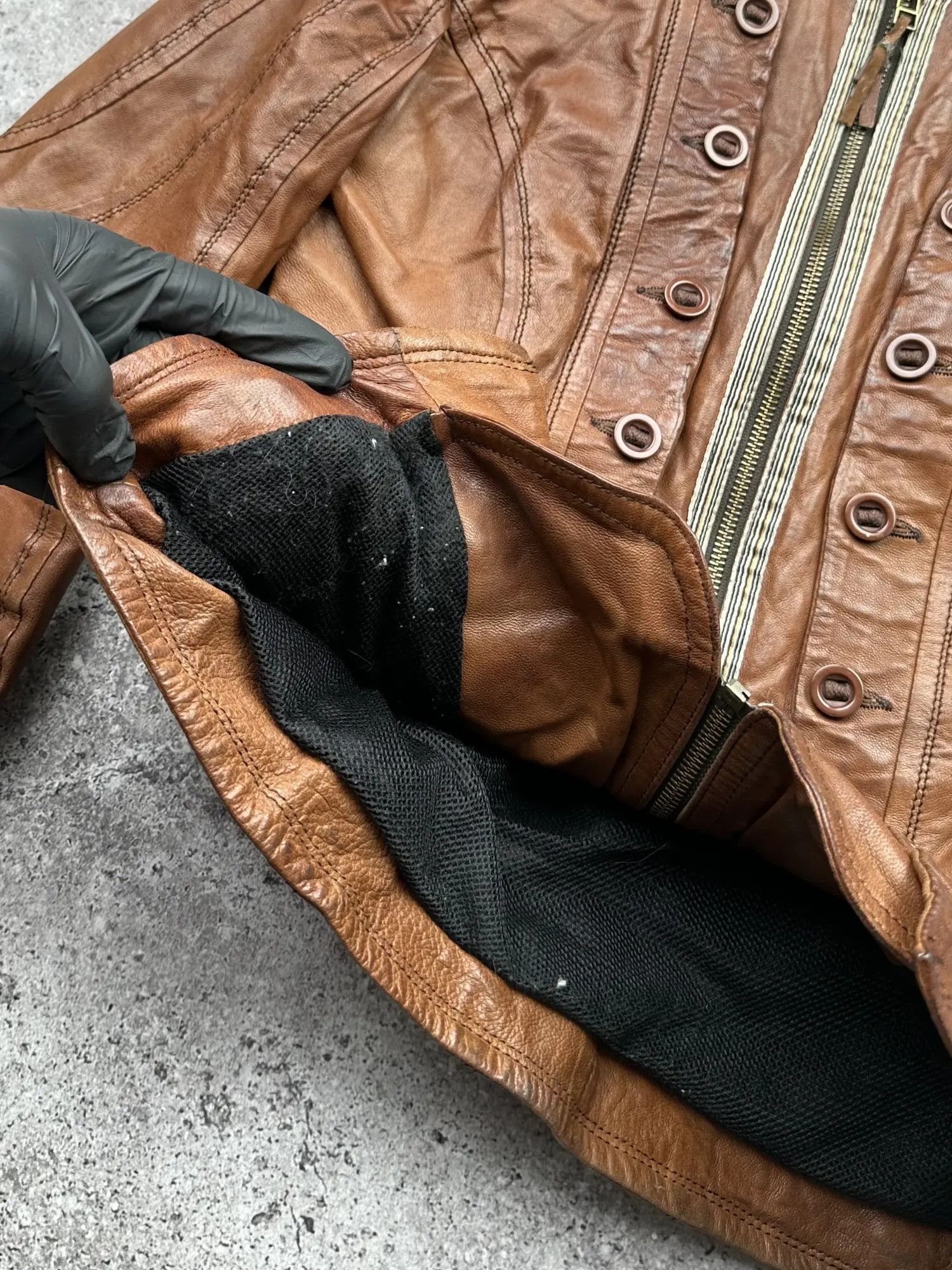 Genuine Leather Vintage Leather Jacket With Many Buttons C150(V464) Size S / US 4 / IT 40 - 4 Thumbnail