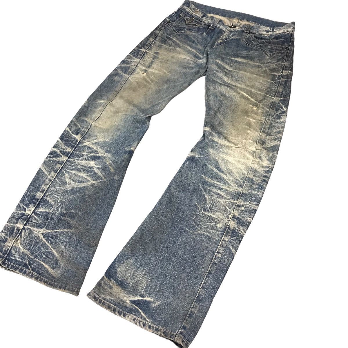 If Six Was Nine × Le Grande Bleu (L.G.B.) FALRE DENIM RATTLE TRAP BOOTCUT DISTRESSED DENIM PANTS Size US 30 / EU 46 - 1 Thumbnail