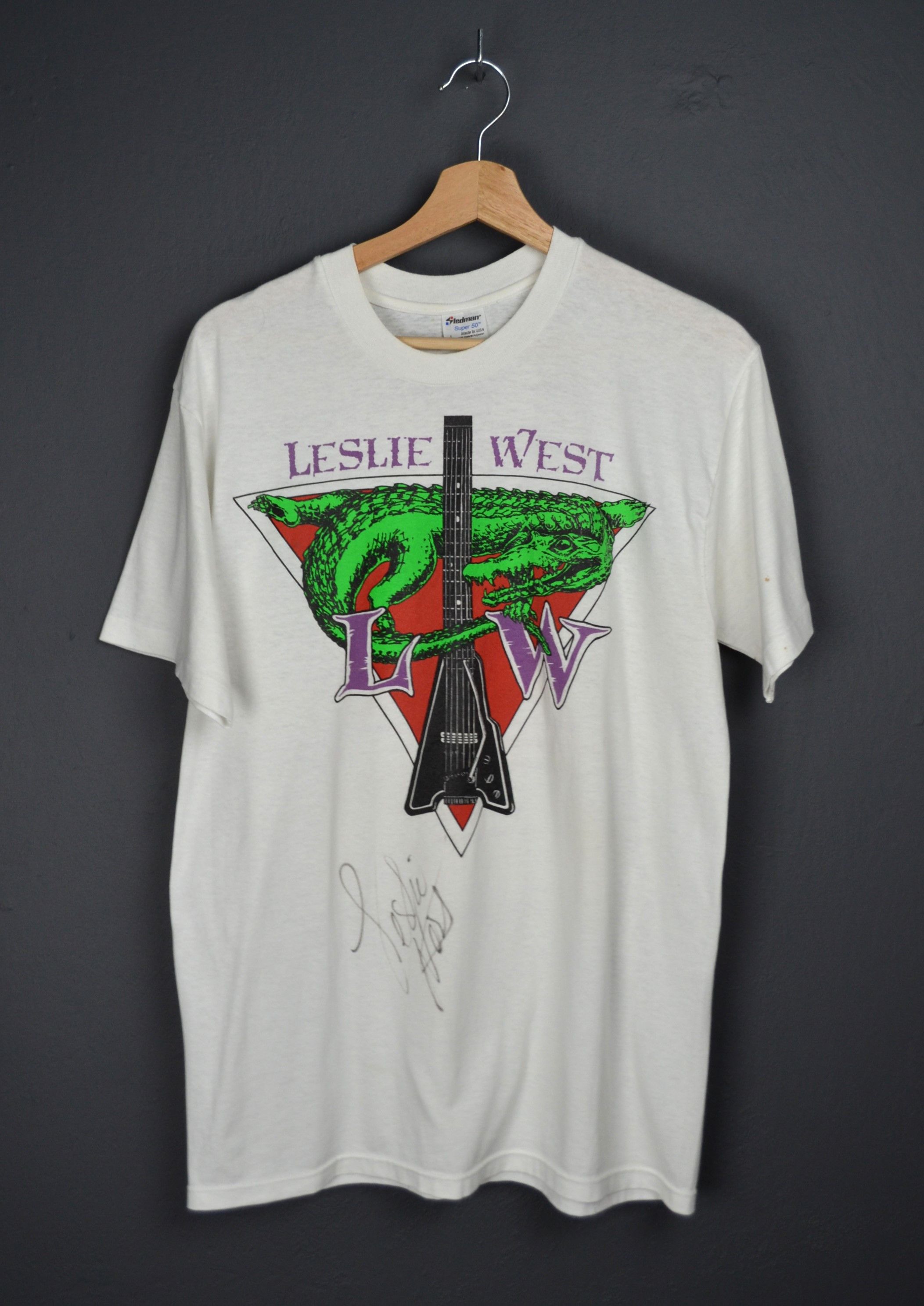 Band Tees Leslie West 90 Alligator Tour Vintage Signed White T-shirt L Size US L / EU 52-54 / 3 - 2 Thumbnail