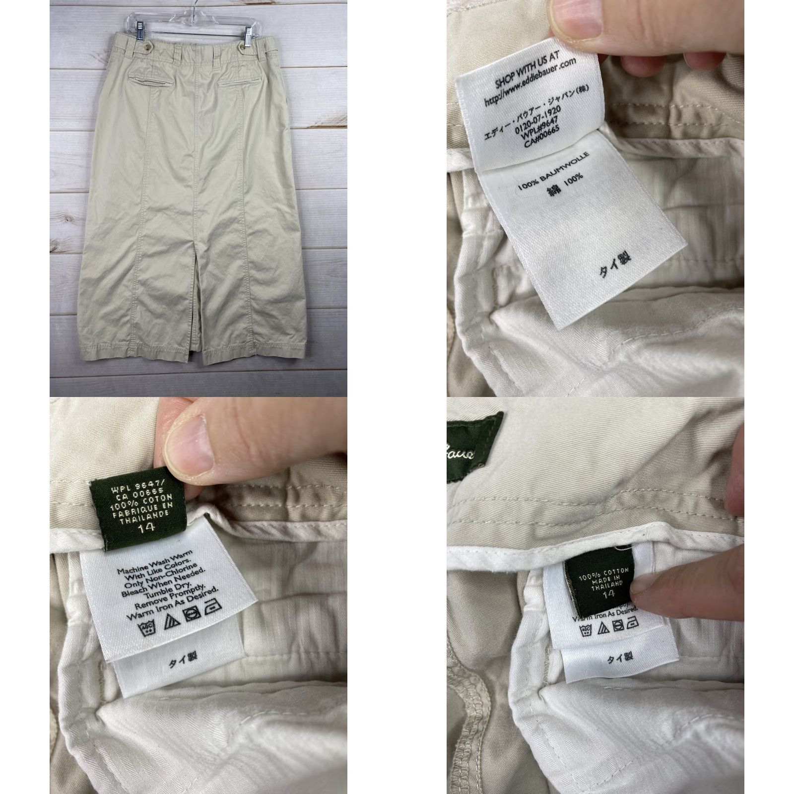Eddie Bauer VINTAGE Eddie Bauer Skirt Womens 14 Beige Cotton 90s Y2K Cottagecore Long Pencil Straight Womens) Size 36" / US 14 / IT 50 - 8 Thumbnail