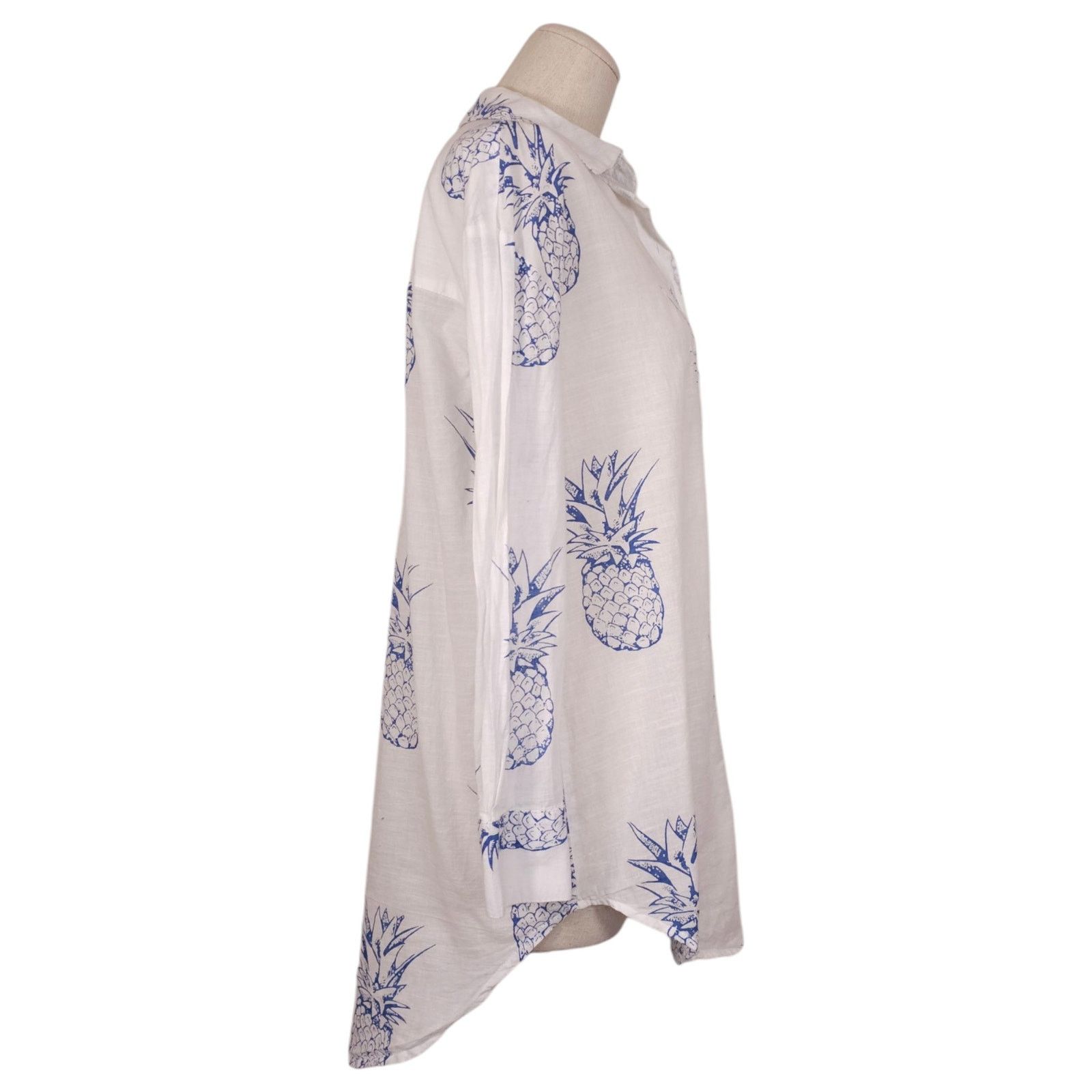 Other Blue Island Embroidered Pineapplie Print Cotton Tunic Sz XS Size XS / US 0-2 / IT 36-38 - 4 Thumbnail