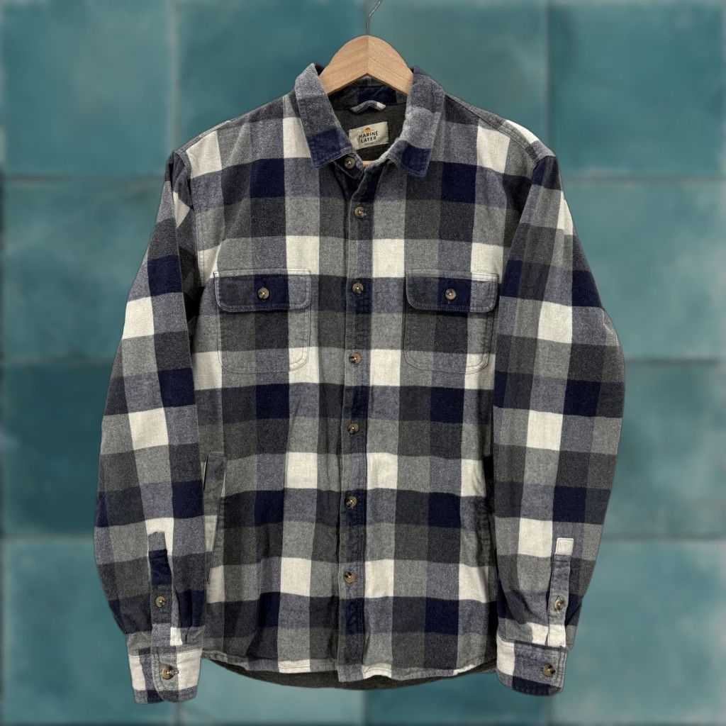 Marine Layer Marine Layer Flannel Shirt Mens M Blue Gray Plaid Lined Long Sleeve Casual Size US M / EU 48-50 / 2 - 1 Thumbnail