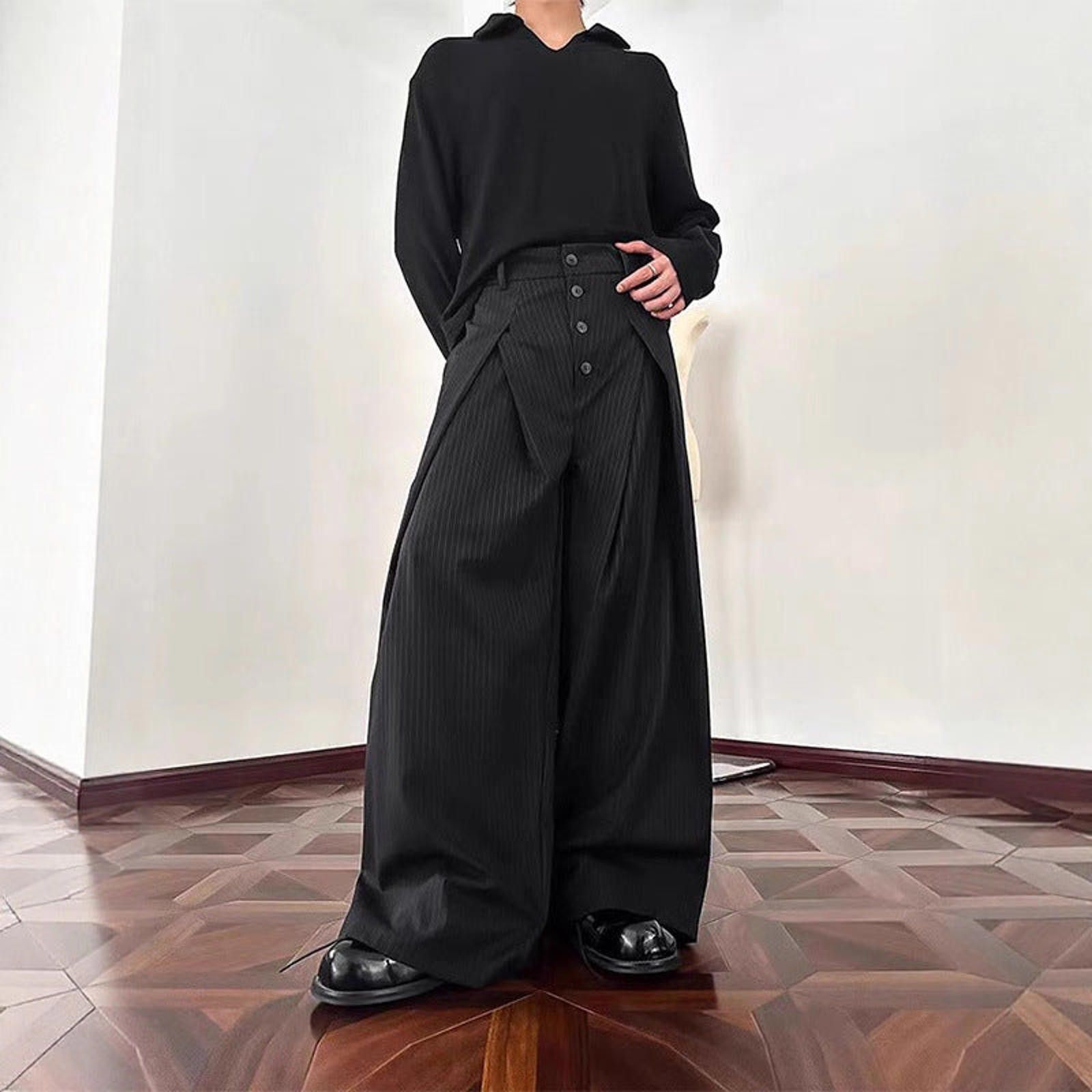 Other Gray Pinstripe Wide Leg Dress Pants, High Waist Trousers Size US 28 / EU 44 - 7 Thumbnail