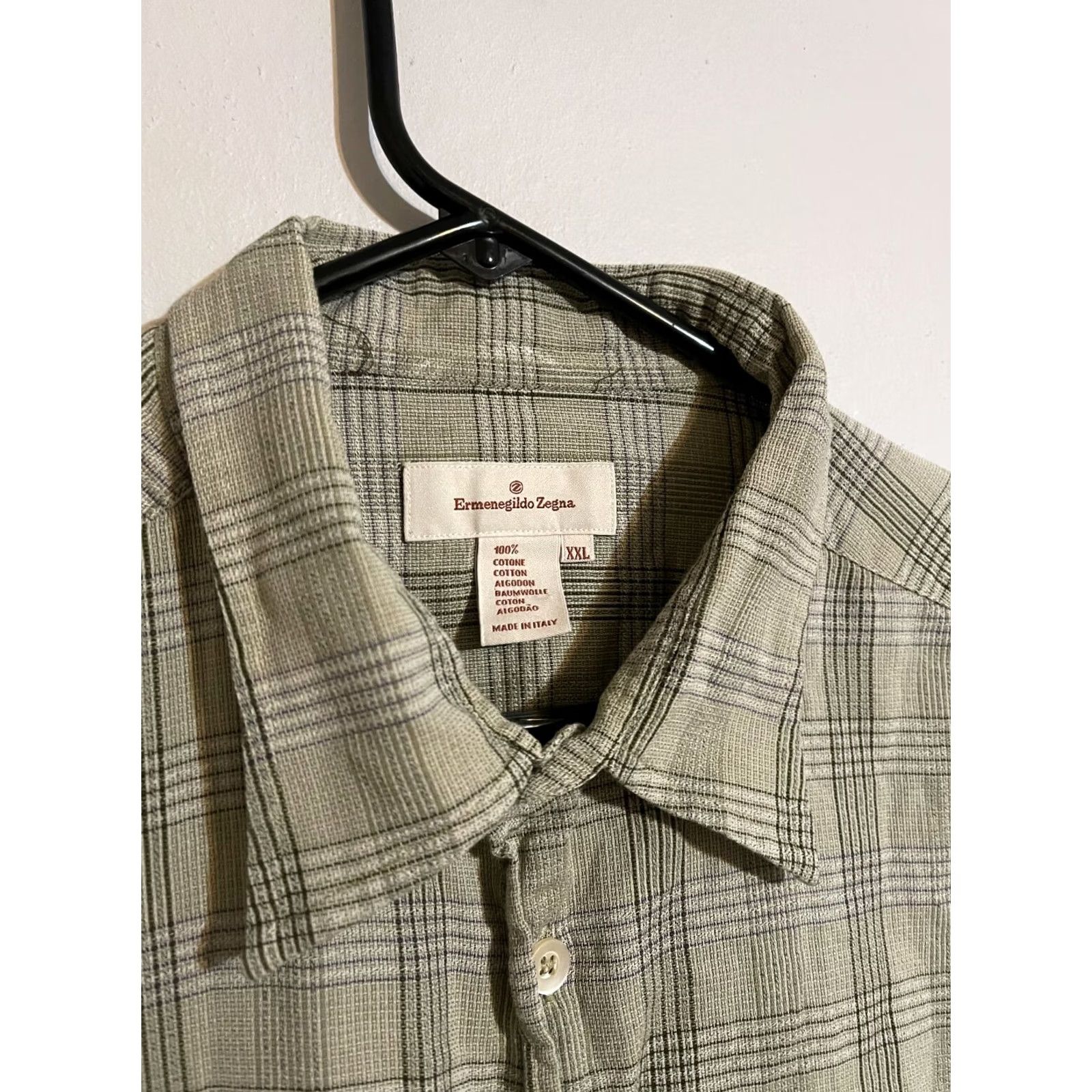 Ermenegildo Zegna Ermenegildo Zegna Plaid Beige/Olive L/S Button-Up Shirt Mens 2XL Made in Italy Shirt, Cotton, Knit, Button-Up, Vintage: No, 2XL Size US XXL / EU 58 / 5 - 3 Thumbnail