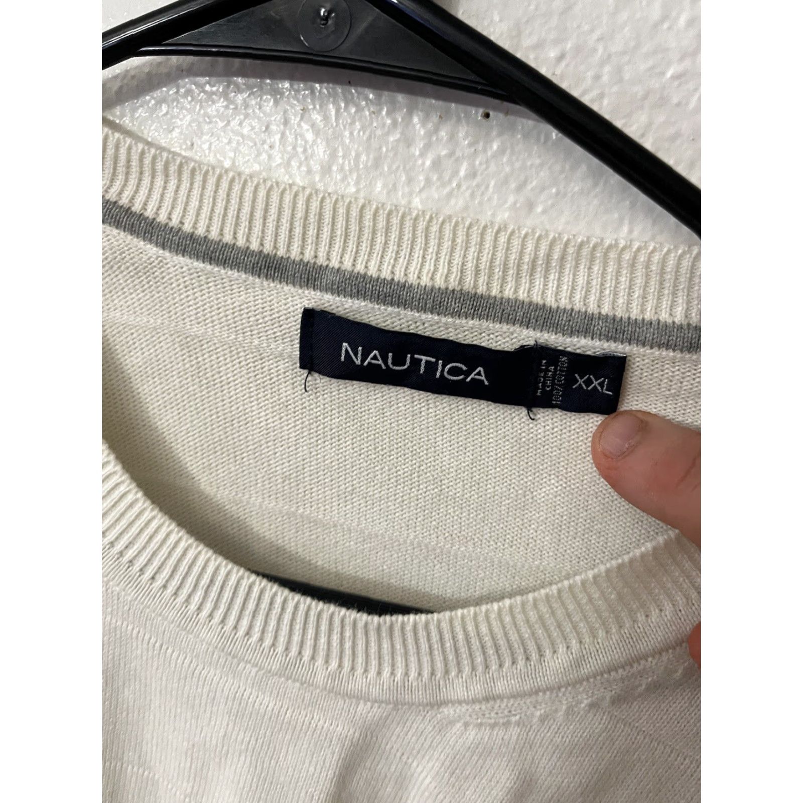 Nautica Nautica Men's Sweater 2XL White Long Sleeve Crew Neck Cotton Pullover Logo Classic Size US XXL / EU 58 / 5 - 3 Thumbnail