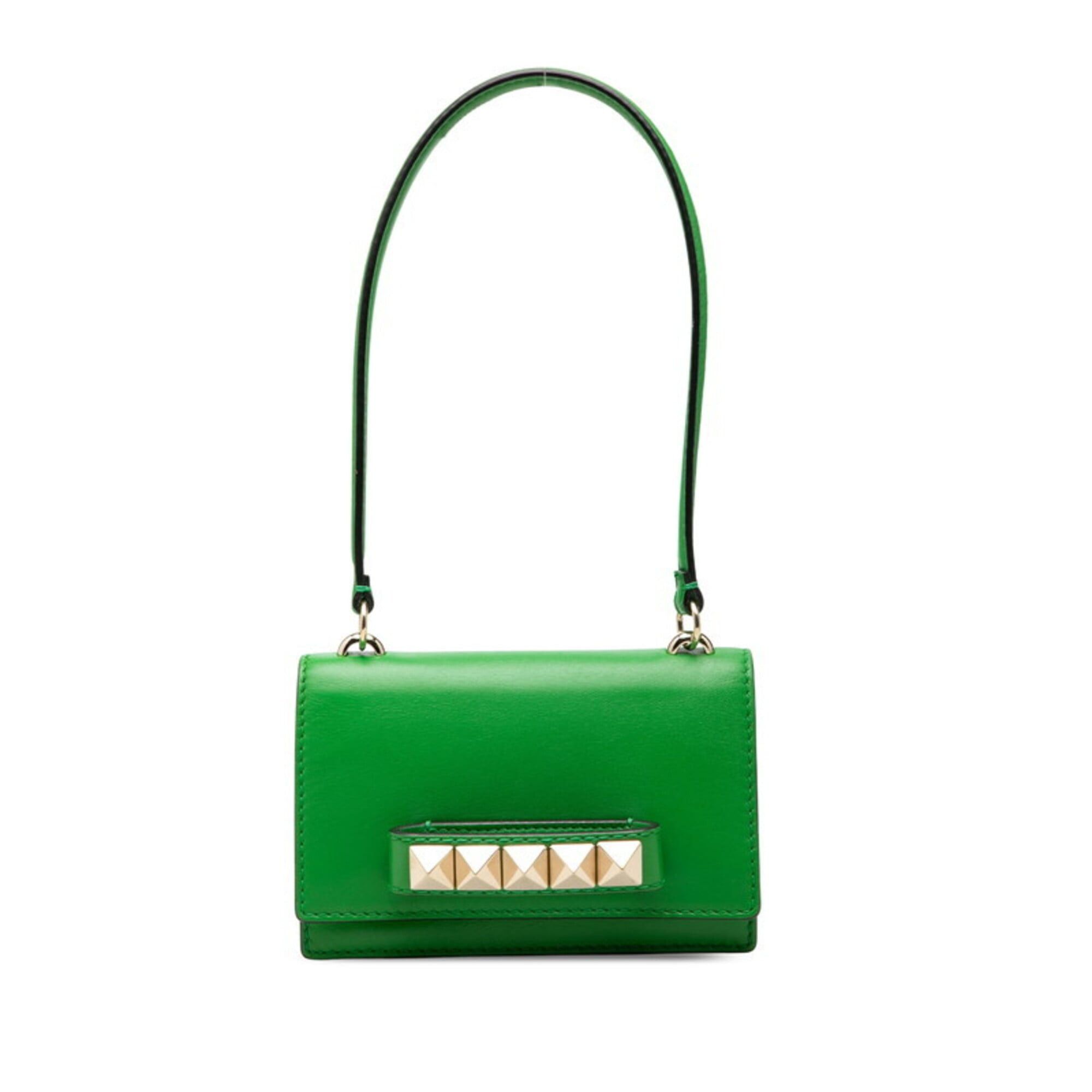 Valentino Valentino Rockstud Handbag One Shoulder Green Gold Leather Women's Size ONE SIZE - 1 Thumbnail