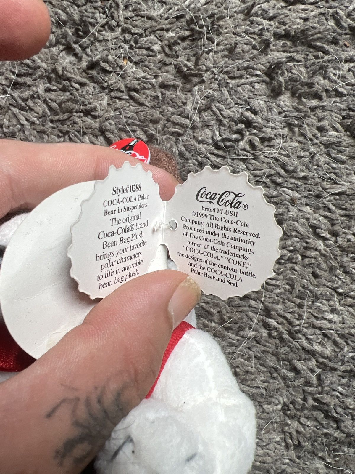 Coca Cola 1999 Coca-Cola Polar Bear In Suspenders Bean Bag Plush Size ONE SIZE - 5 Thumbnail