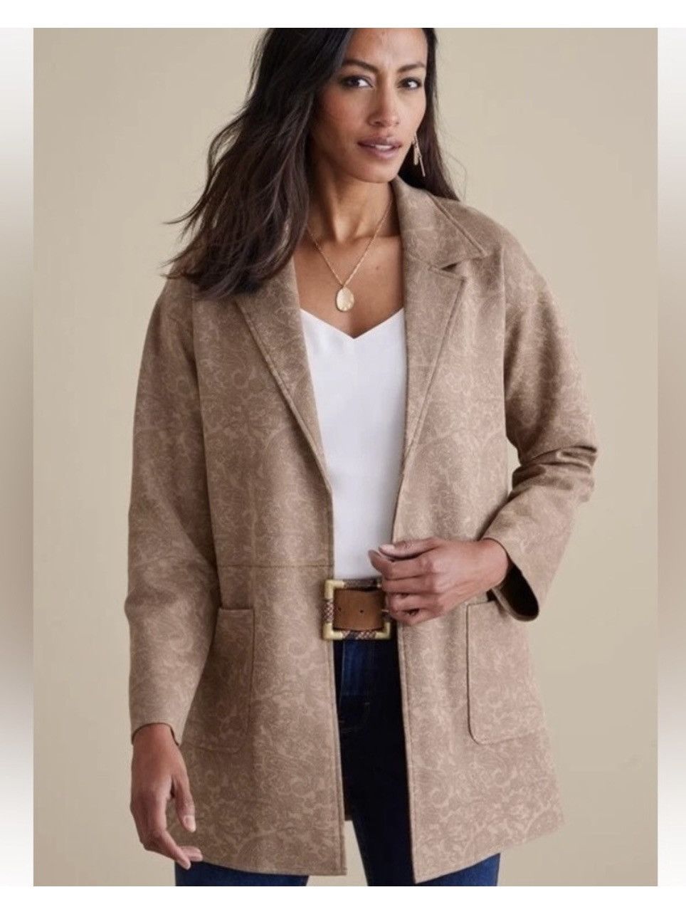 Soft Surroundings Soft Surroundings Malika Faux Driftwood Suede Paisley Jacket Size M / US 6-8 / IT 42-44 - 1 Thumbnail
