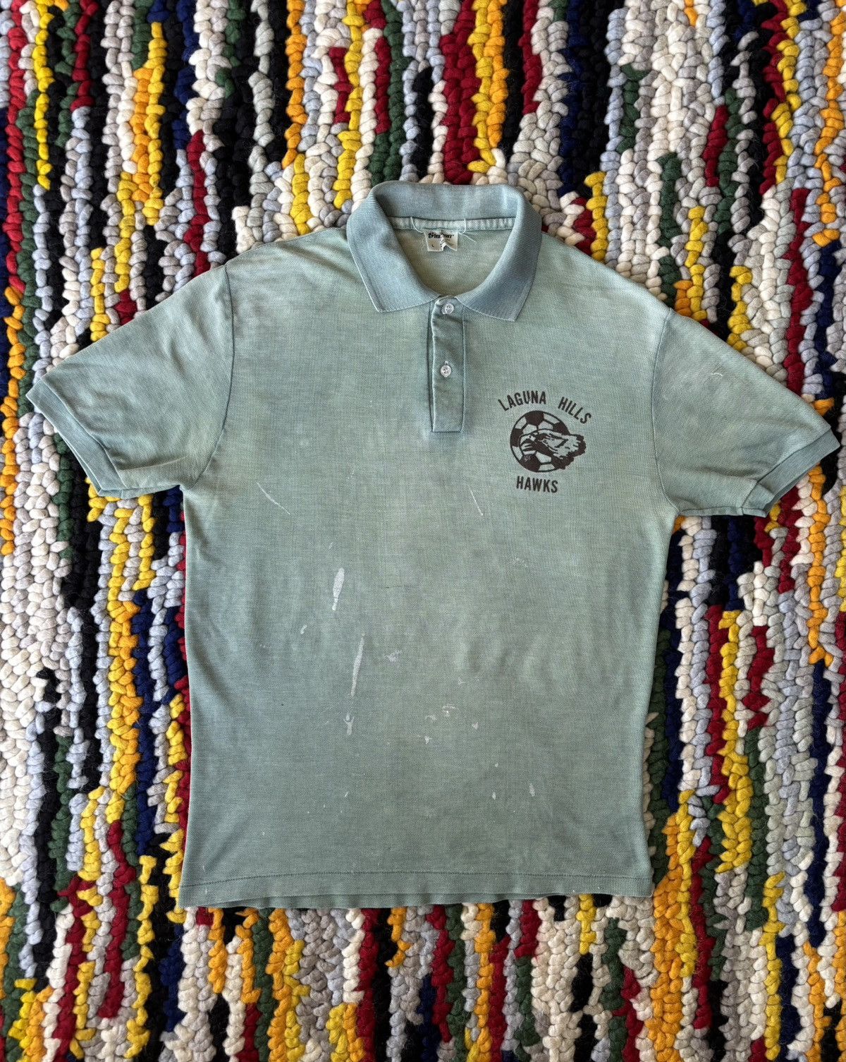 Vintage 1980s Soccer Polo Shirt Vintage Back Graphic Size US M / EU 48-50 / 2 - 2 Thumbnail