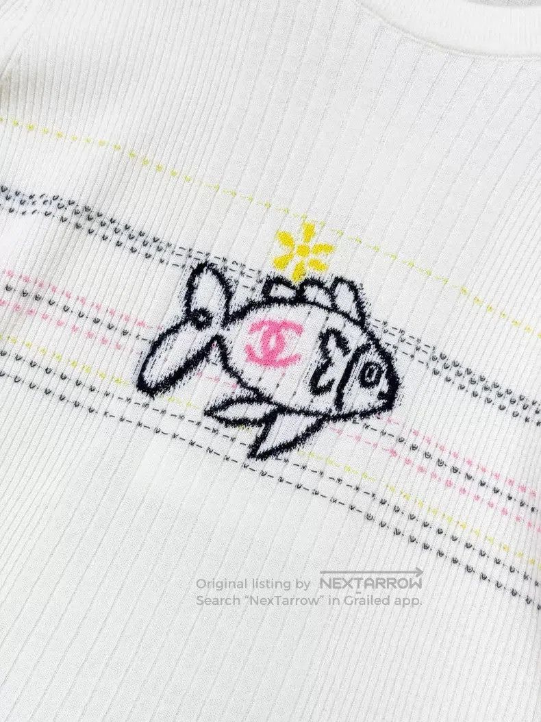 Chanel Chanel Small fish pattern short sleeve knit Size XXS / US 00 / IT 34 - 4 Thumbnail