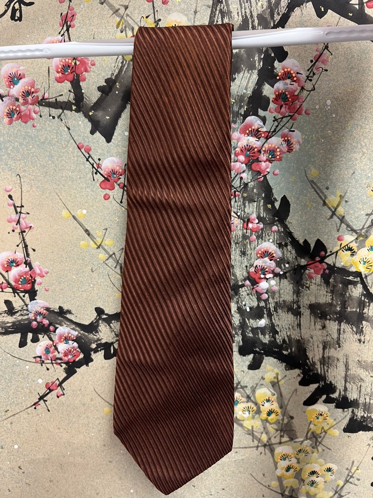 Japanese Brand Vintage Japan Silk Tie – Odakyu Tokyo Ribbed Brown Silk Size ONE SIZE - 2 Thumbnail