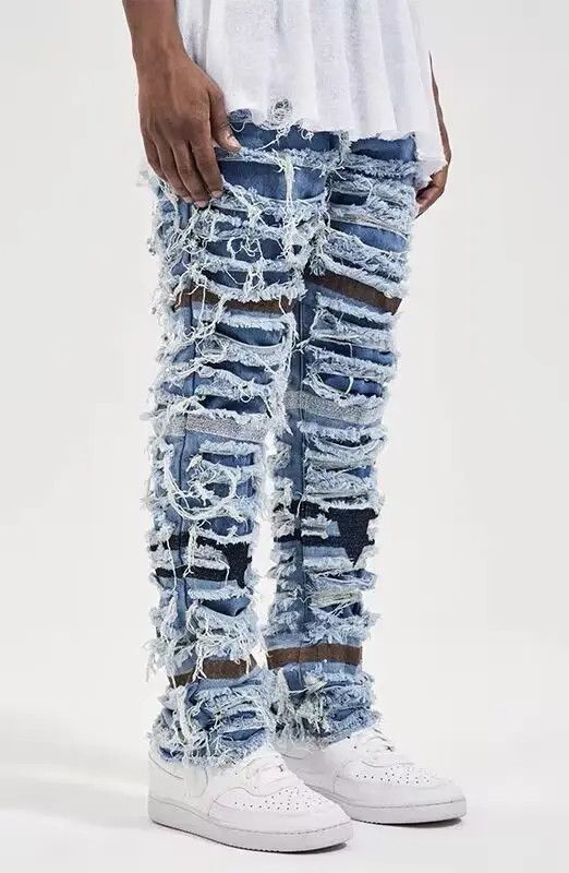 VIBE Street fringed raw edge washed straight jeans Size US 32 / EU 48 - 1 Thumbnail