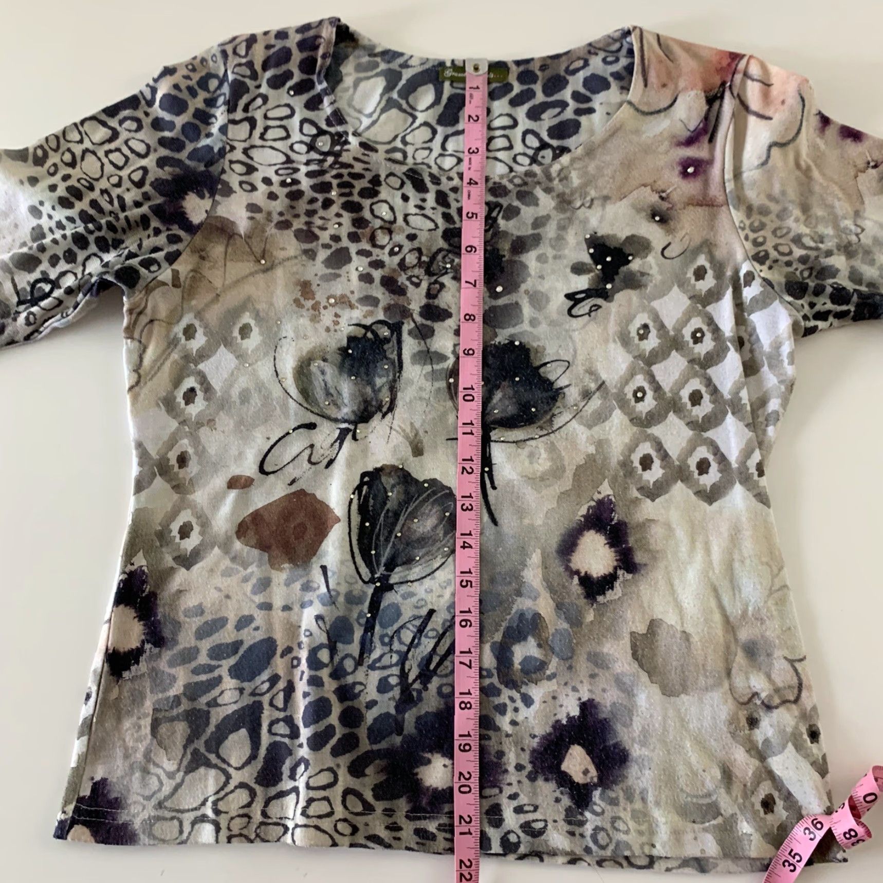 Gloverall Gramercy Girls 3/4 Sleeve Floral Print Blouse Women's Beige M Size M / US 6-8 / IT 42-44 - 4 Thumbnail