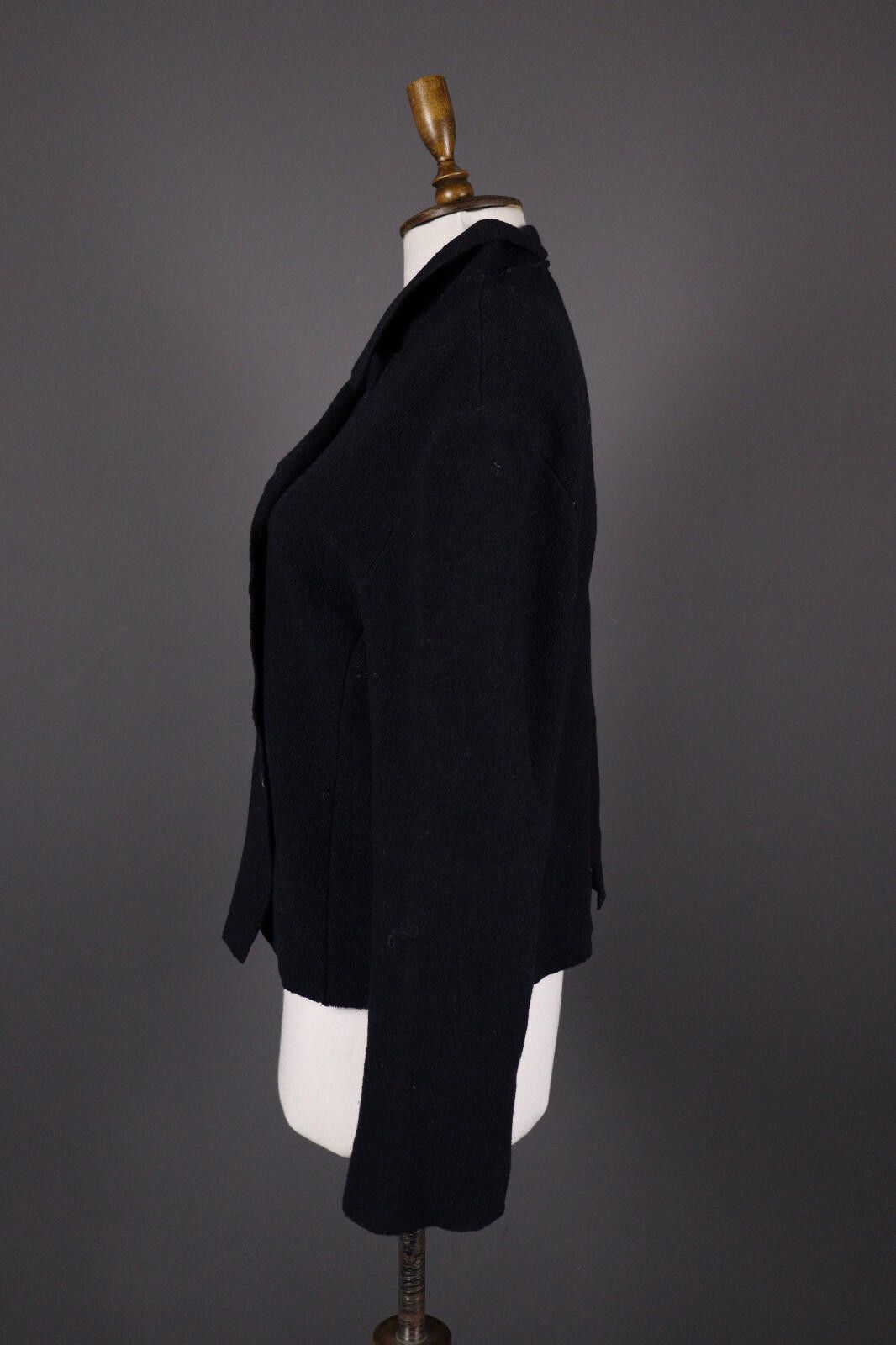 Designer Indies France Wool Black Boiled Wool Coat Jacket Size 2 Size XS / US 0-2 / IT 36-38 - 5 Thumbnail