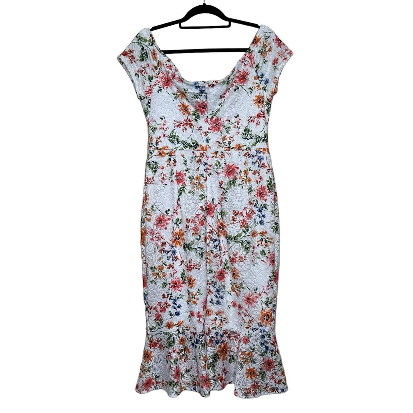 Guess Guess White Red Floral Off-The-Shoulder Midi Dress size 14 Size XL / US 12-14 / IT 48-50 - 7 Thumbnail
