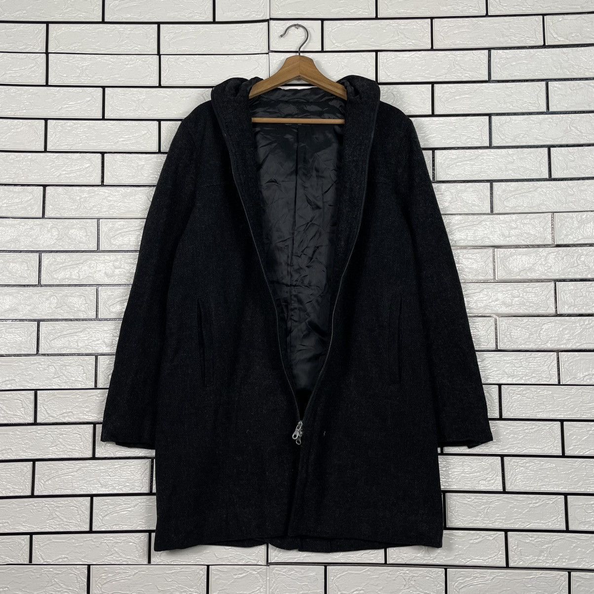Michel Klein Michel Klein Homme Paris Black Wool Hooded Overcoat Size US M / EU 48-50 / 2 - 11 Thumbnail