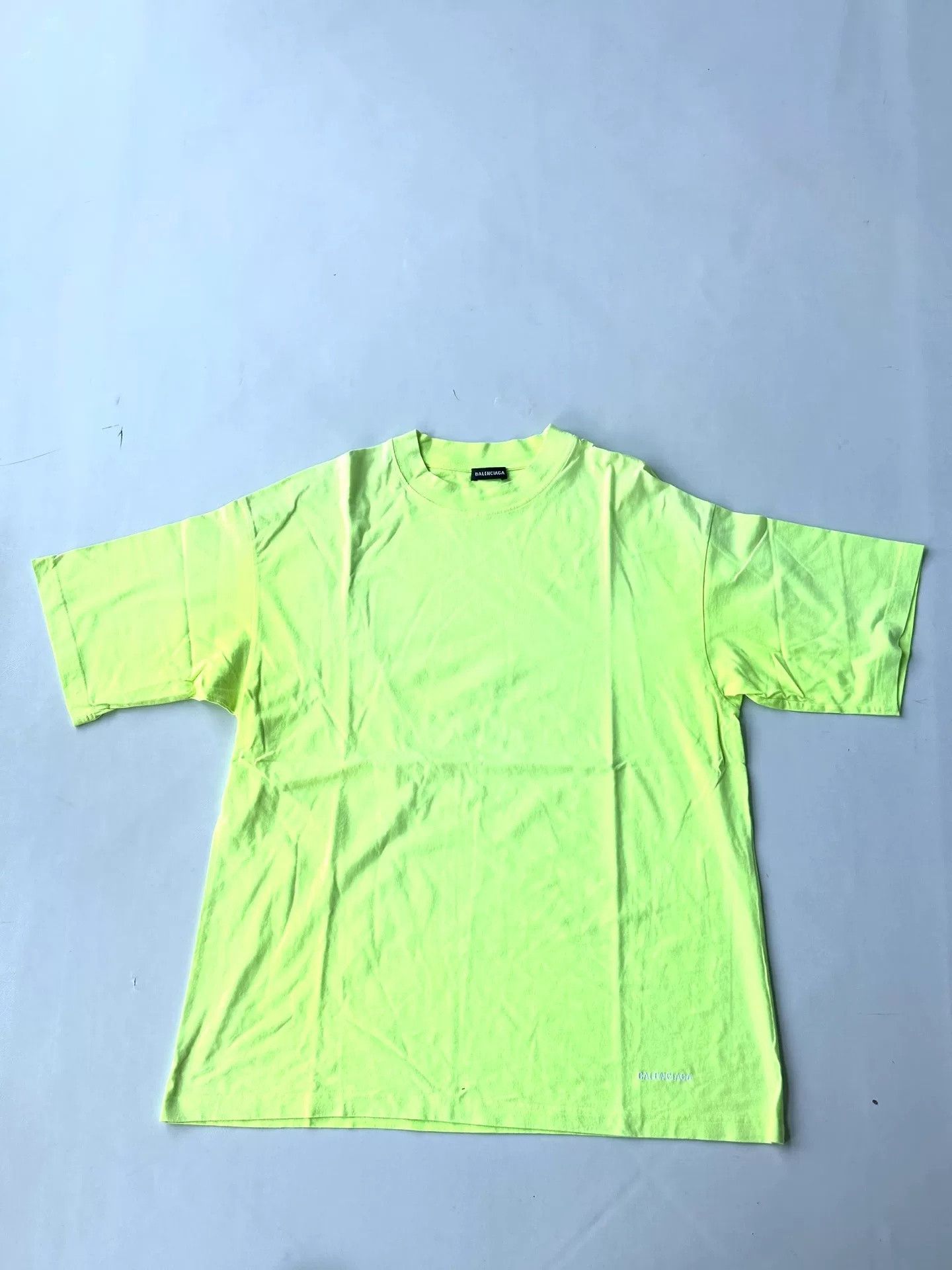 Balenciaga Balenciaga Fluorescent Green Cotton T-Shirt Size US M / EU 48-50 / 2 - 1 Thumbnail