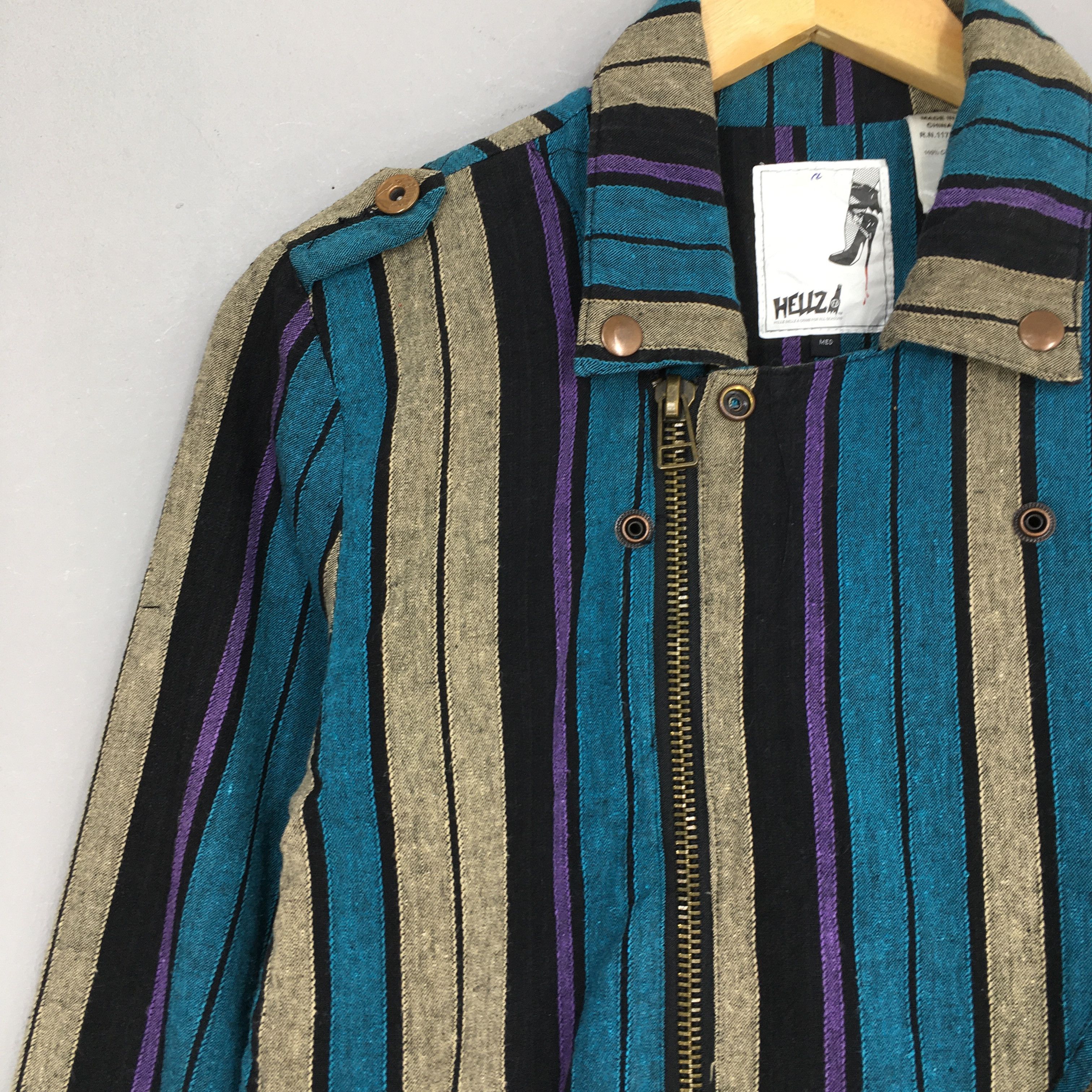 Straight To Hell × Vintage Vintage Bondage Punk Stripes Goth Ladies Jacket Medium Size M / US 6-8 / IT 42-44 - 2 Thumbnail