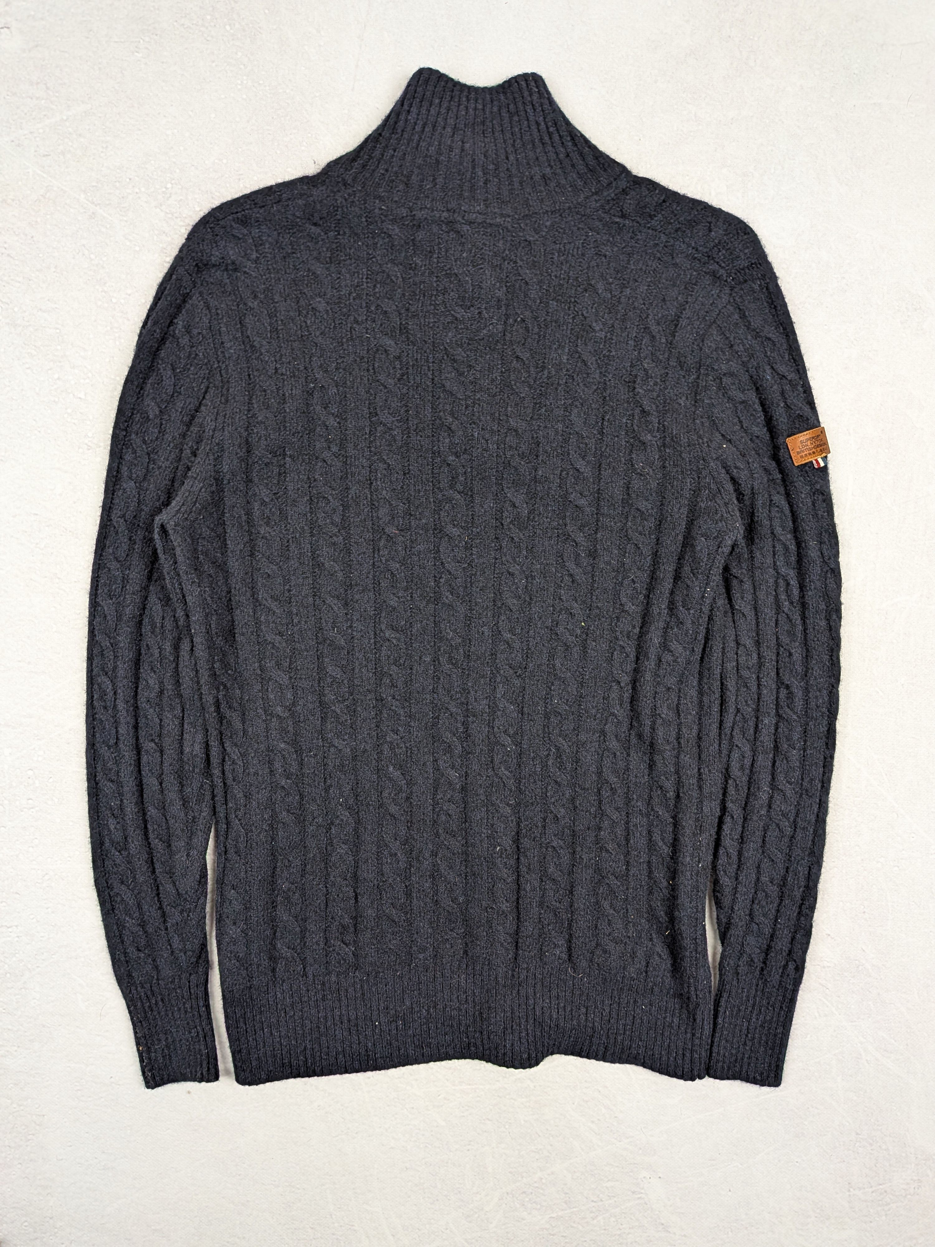 Superdry Superdry Navy Lambswool Chunky-Knit Sweater M L Waffle Knit Size US L / EU 52-54 / 3 - 2 Thumbnail