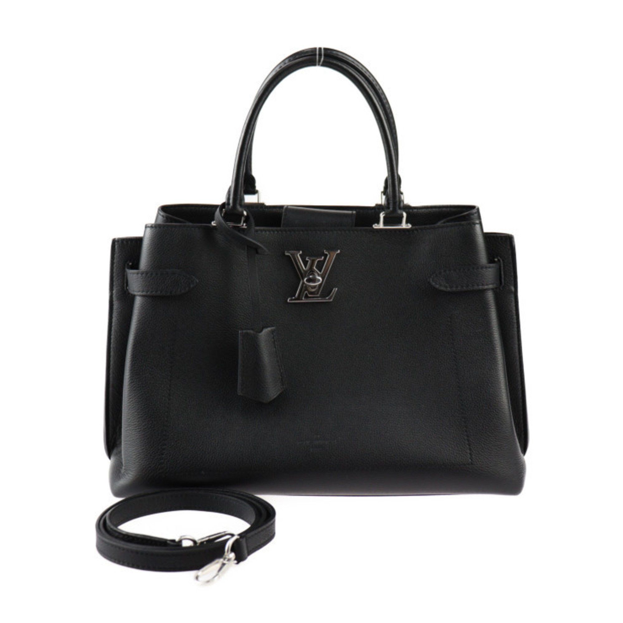 image of Louis Vuitton Rock Me Day Handbag M53730 Grain Calf Leather Black Tote Bag Shoulder Vuitton, Women'