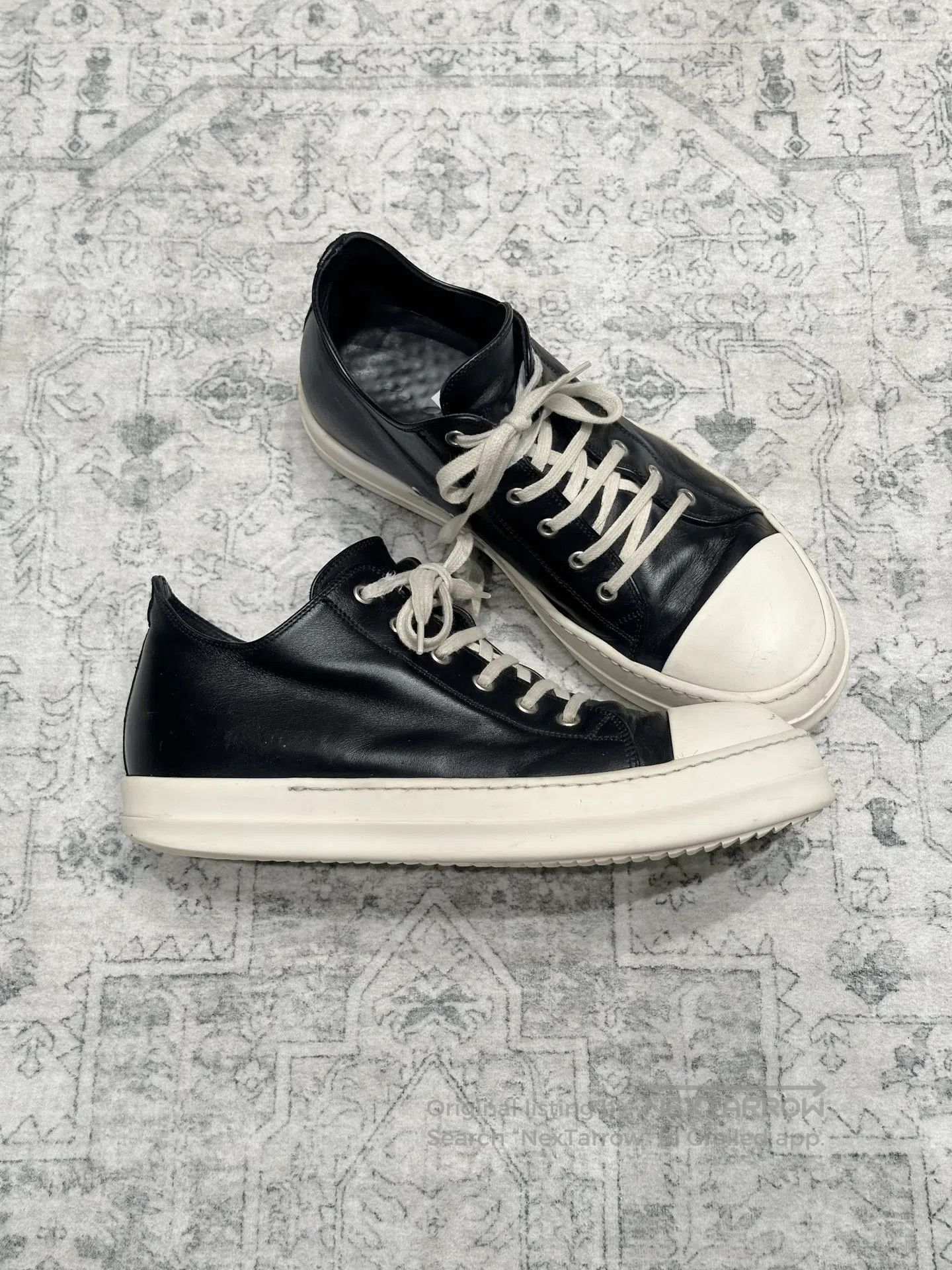Rick Owens Rick Owens x Converse Low Top Leather Black White. Size US 10 / EU 43 - 4 Thumbnail