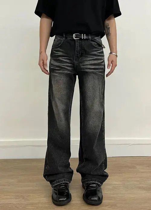 Japanese Brand × Jean Vintage washed black micro-flare casual jeans Size US 32 / EU 48 - 1 Thumbnail