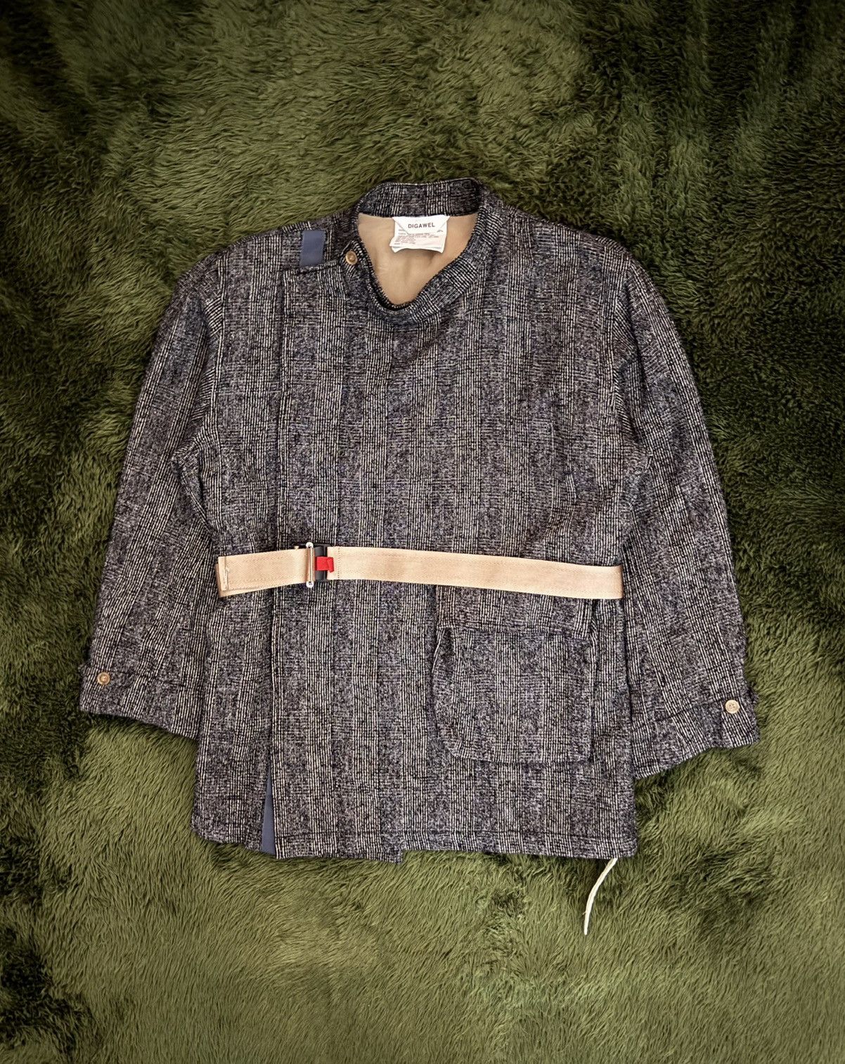 DIGAWEL [1] DIGAWEL Glen Check Wool–Cupro Belted Half Coat Size US XL / EU 56 / 4 - 1 Thumbnail