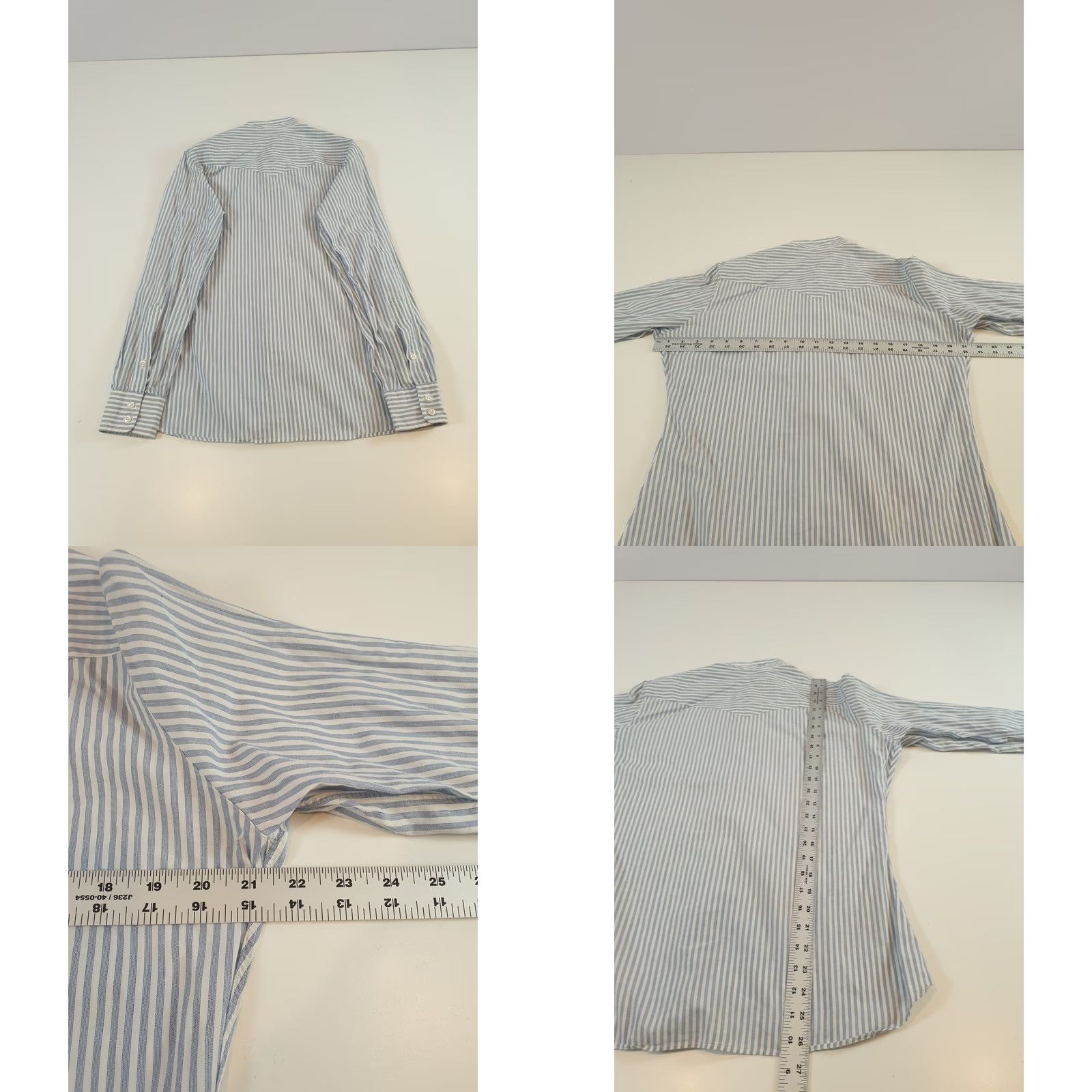 Vintage VINTAGE Essex Shirt Mens 40 Blue White Stripe Detachable Club Collar Dress 80s Size 40R - 8 Thumbnail