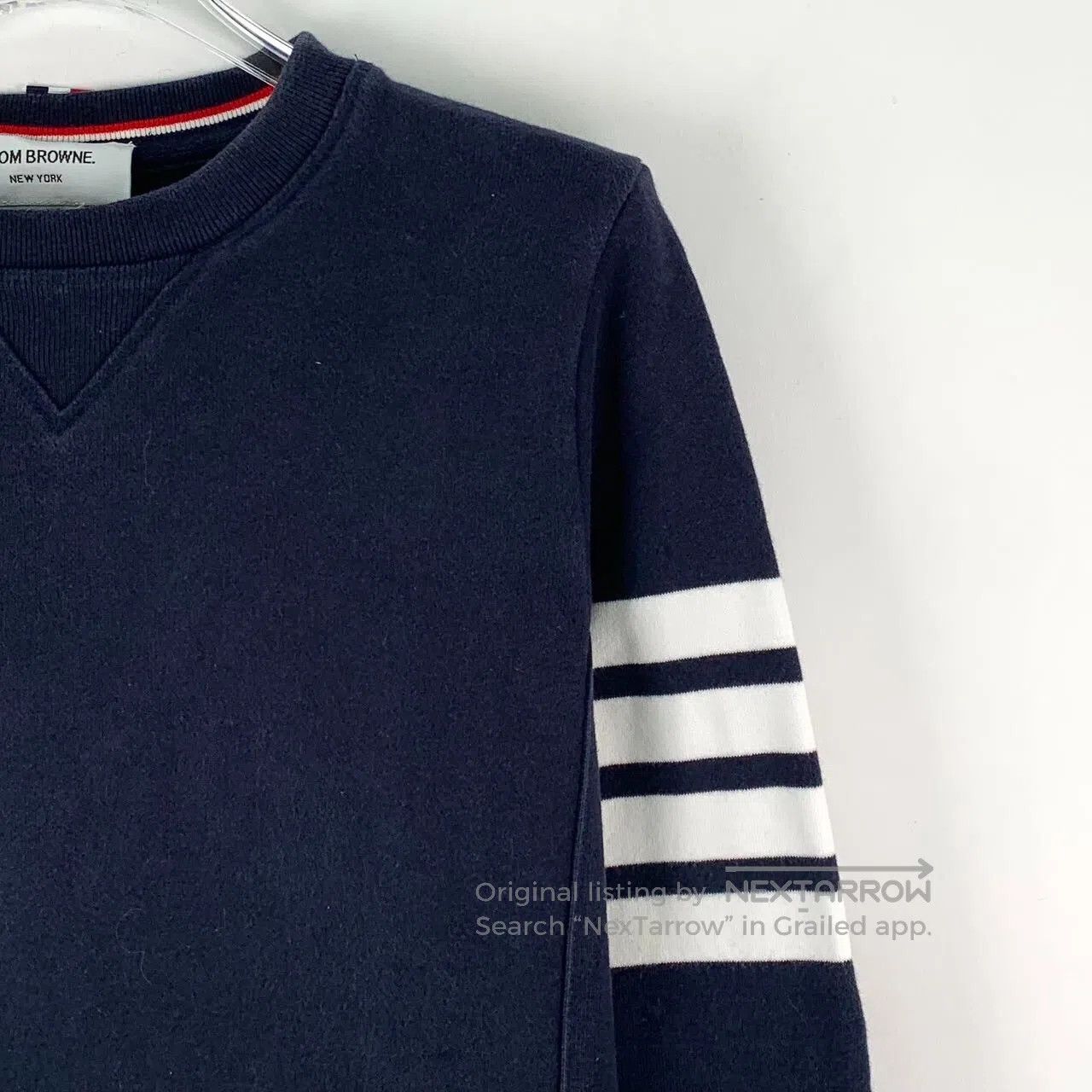 Thom Browne Thom Browne Navy classic four-stripe cotton crew neck long Size US XS / EU 42 / 0 - 3 Thumbnail