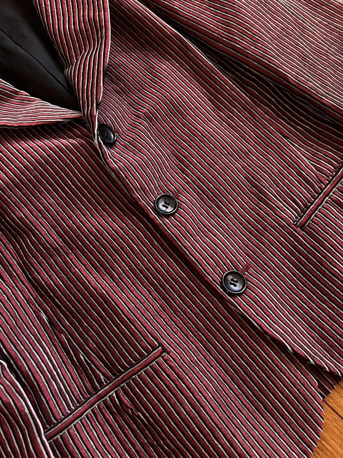 Yohji Yamamoto Yohji Yamamoto Noir FW2008 Velour Pinstripe Blazer Size 36S - 2 Thumbnail