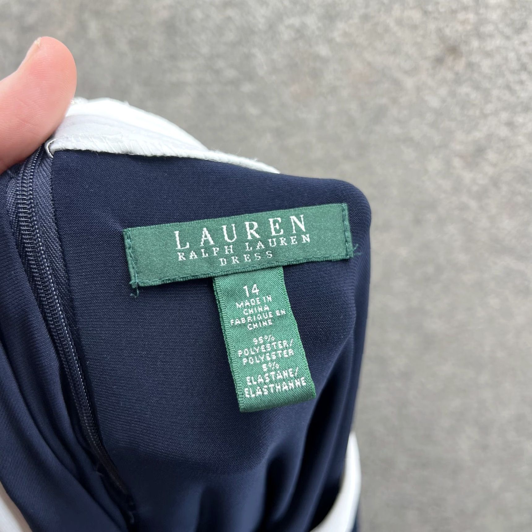 Ralph Lauren Lauren Ralph Lauren Dress Womens 14 Blue Ruched Sheath Knee Length Cap Sleeves Boat Neck Lined Zip Size XL / US 12-14 / IT 48-50 - 3 Thumbnail