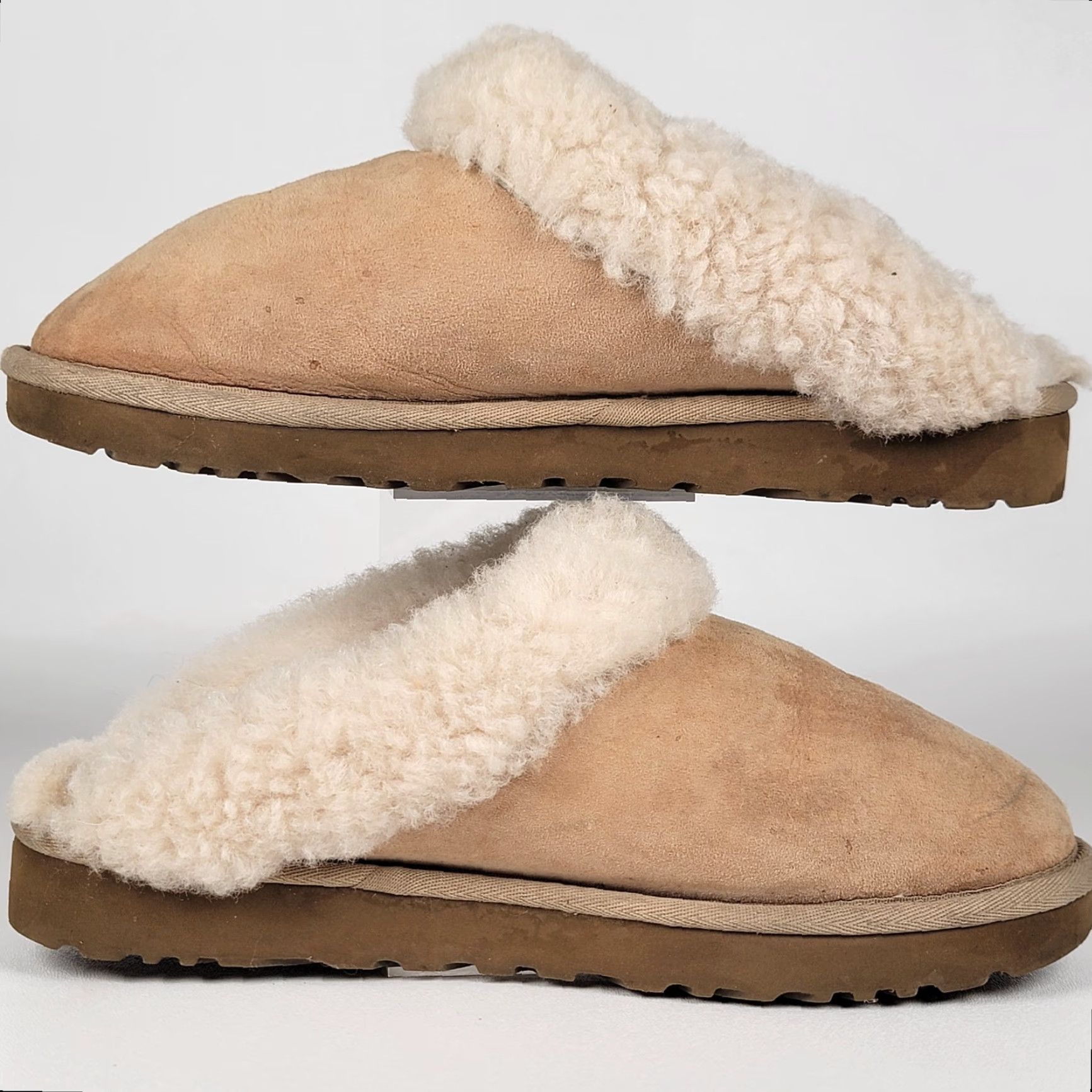 Ugg UGG Disquette Slipper Women 8 US 39 EU Sand Fur Trim Cushioned Lined Suede Platform Winter Size ONE SIZE - 4 Thumbnail