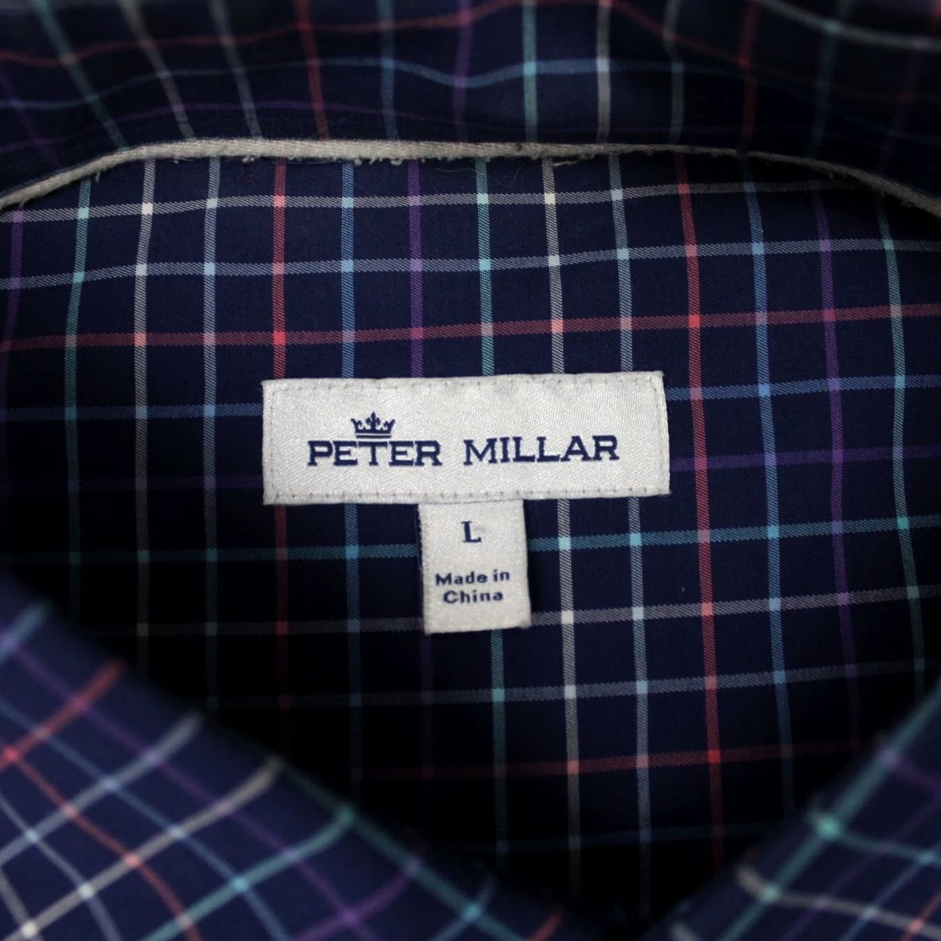 Peter Millar Peter Millar Shirt Mens Large Blue/Red/Purple Cotton Stretch L/S Button Down Size US L / EU 52-54 / 3 - 5 Thumbnail